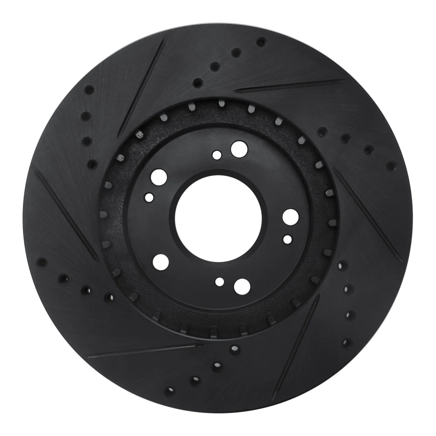 R1 Concepts 04-11 Mitsubishi Endeavor Front Right Drilled & Slotted Black Brake Rotor - Image 2