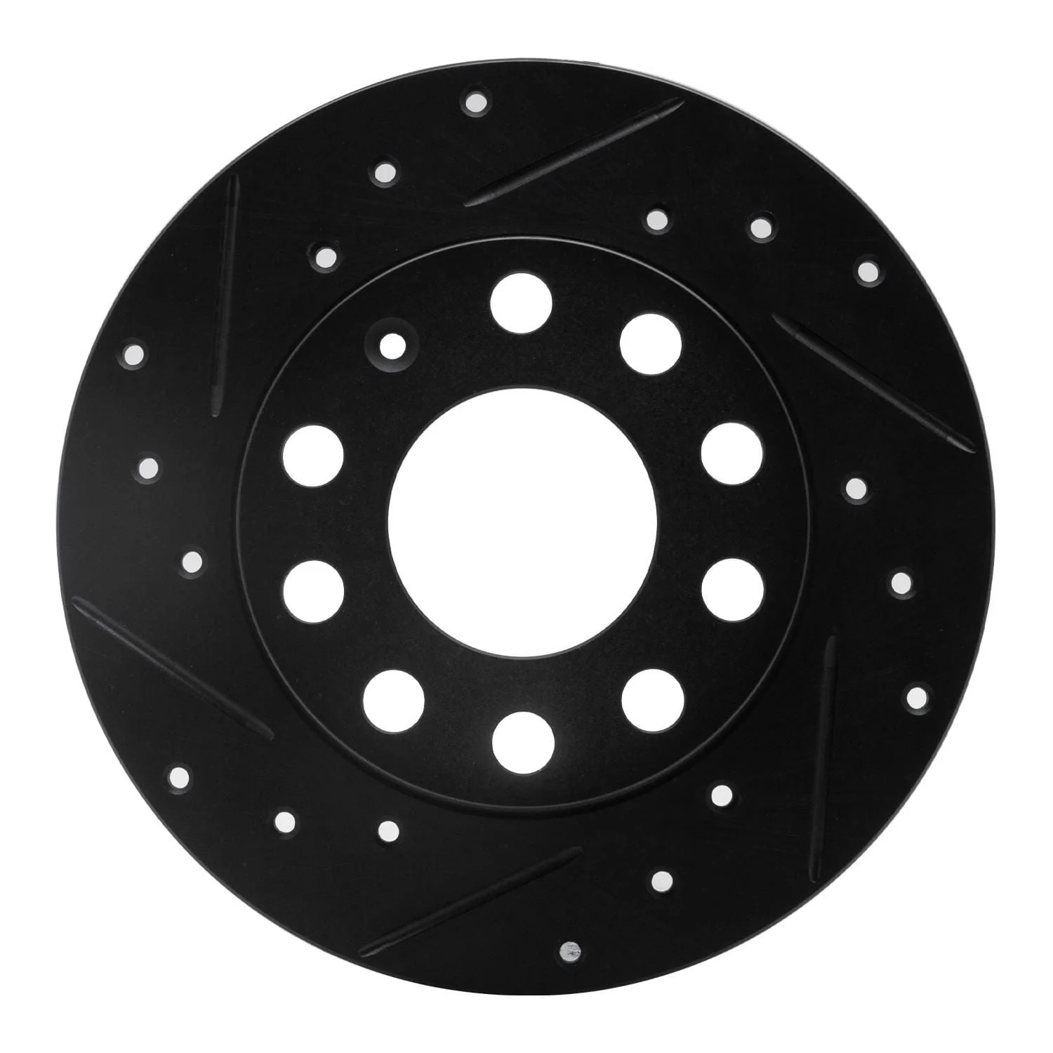 R1 Concepts 04-11 Volkswagen Phaeton Front Left Drilled & Slotted Black Brake Rotor