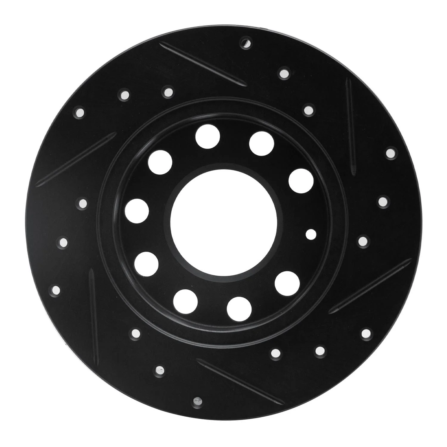 R1 Concepts 04-11 Volkswagen Phaeton Front Left Drilled & Slotted Black Brake Rotor - Image 2
