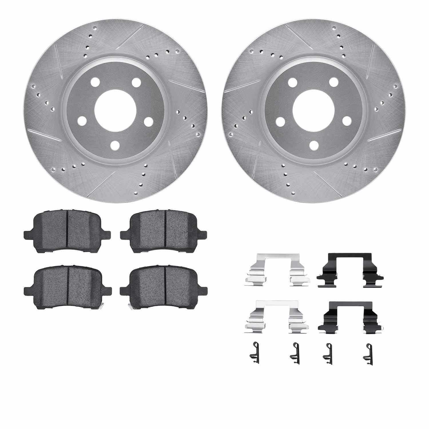 R1 Concepts 04-12 Chevrolet Malibu Front Drill/Slot Silver Rotors w/Optimum Pads