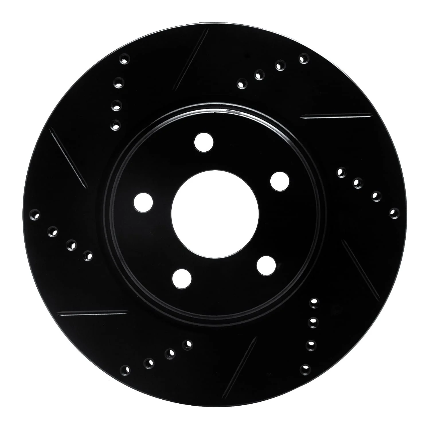 R1 Concepts 04-12 Chevrolet Malibu Front Left Drilled & Slotted Black Brake Rotor