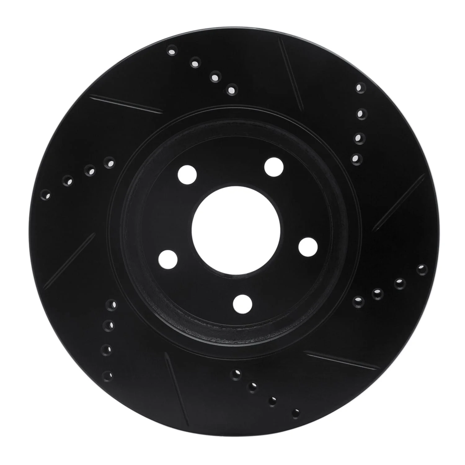 R1 Concepts 04-12 Chevrolet Malibu Front Left Drilled & Slotted Black Brake Rotor - Image 2