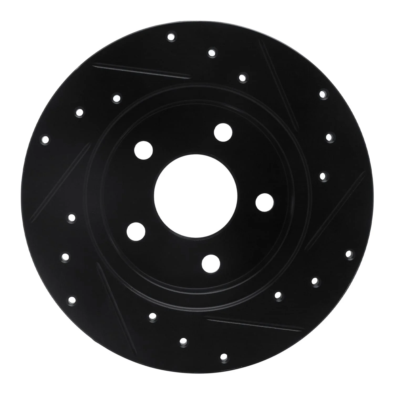 R1 Concepts 04-12 Chevrolet Malibu Rear Left Drilled & Slotted Black Brake Rotor - Image 2