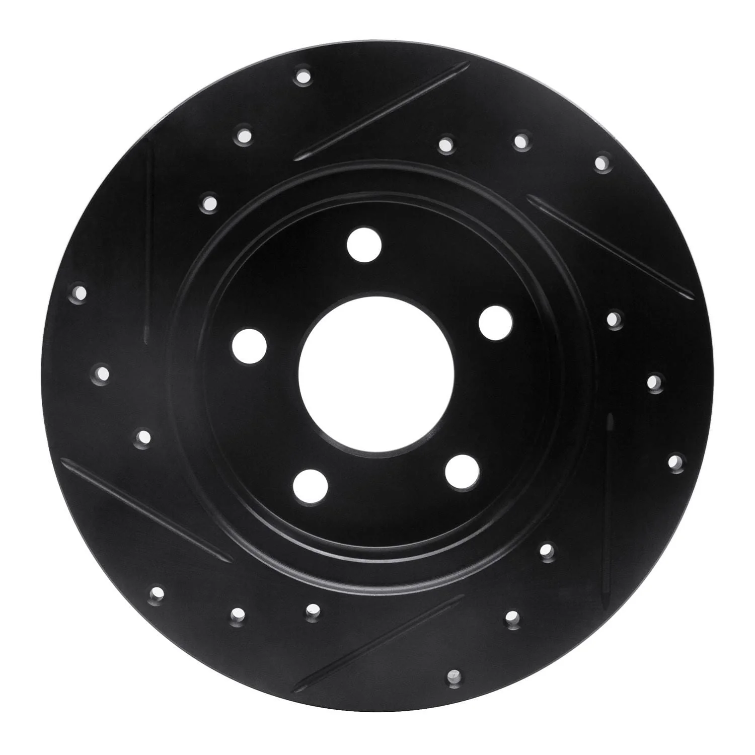 R1 Concepts 04-12 Chevrolet Malibu Rear Right Drilled & Slotted Black Brake Rotor - Image 2