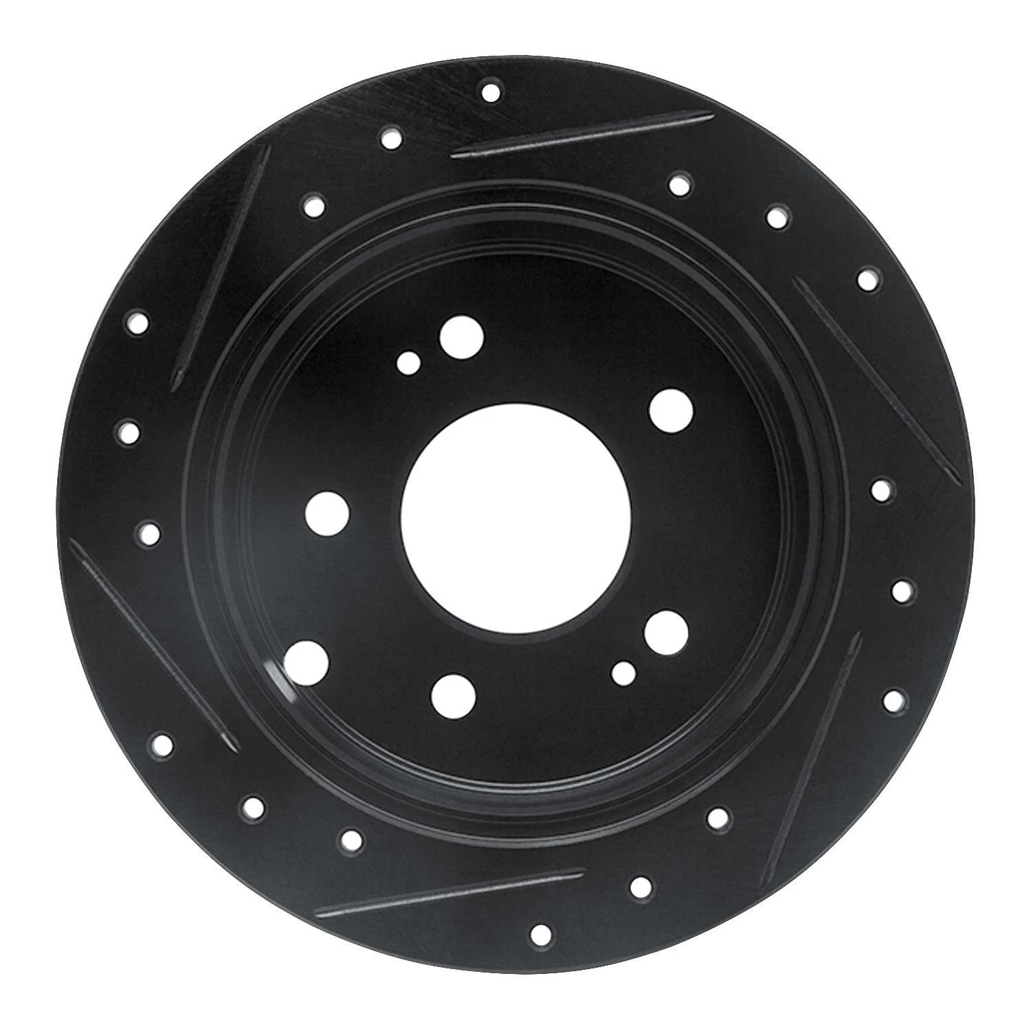 R1 Concepts 04-12 Mitsubishi Eclipse Rear Right Drilled & Slotted Black Brake Rotor - Image 2