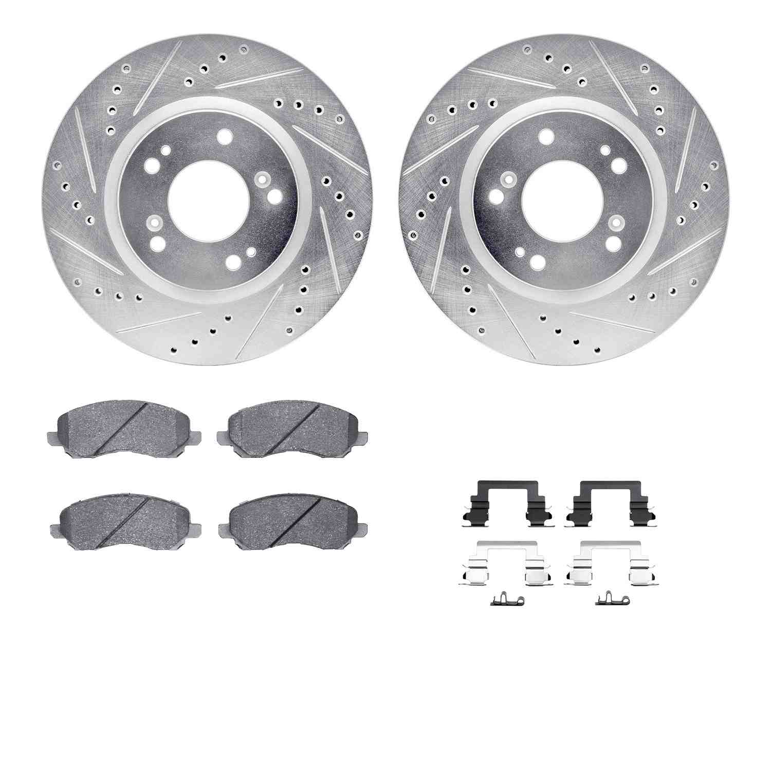R1 Concepts 04-12 Mitsubishi Galant Front Drill/Slot Silver Rotors w/Optimum Pads
