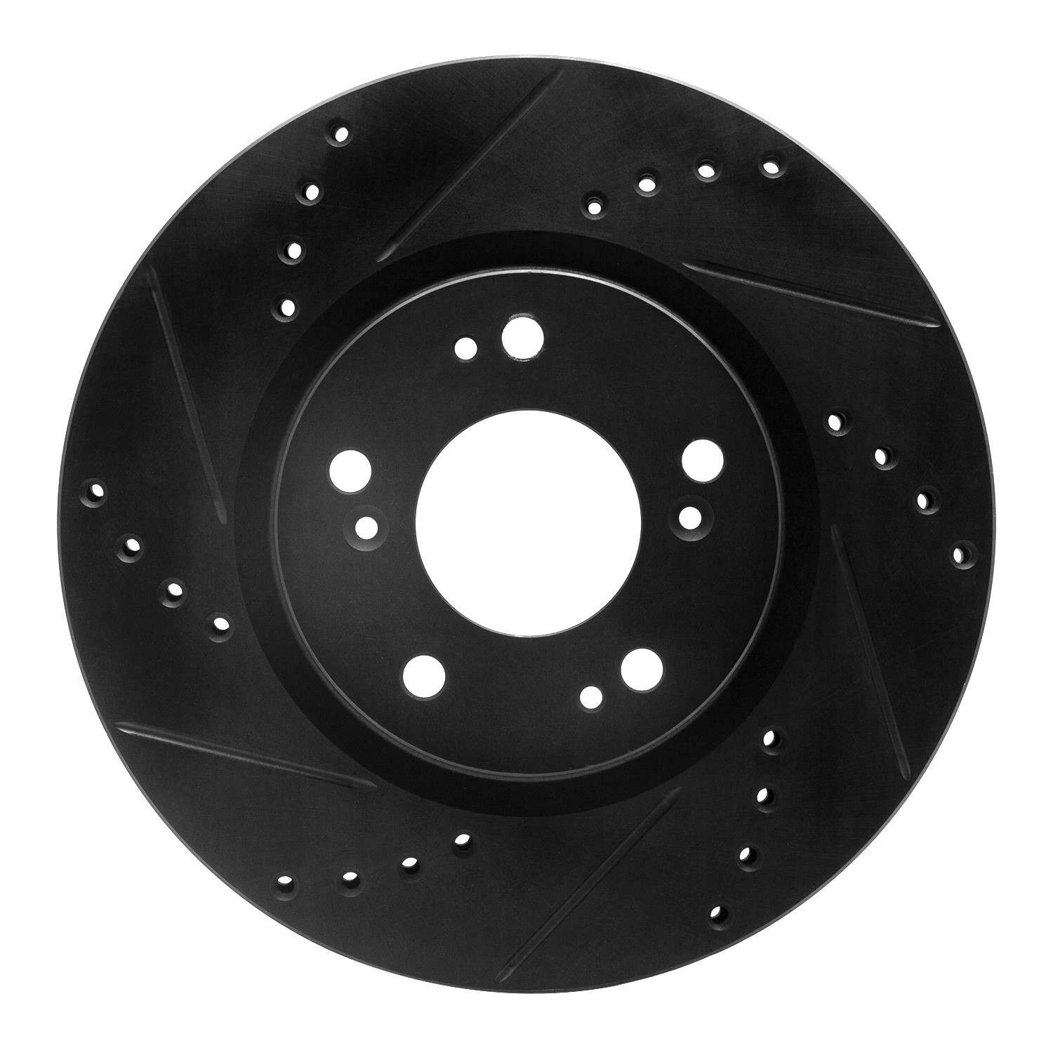 R1 Concepts 04-12 Mitsubishi Galant Front Left Drilled & Slotted Black Brake Rotor