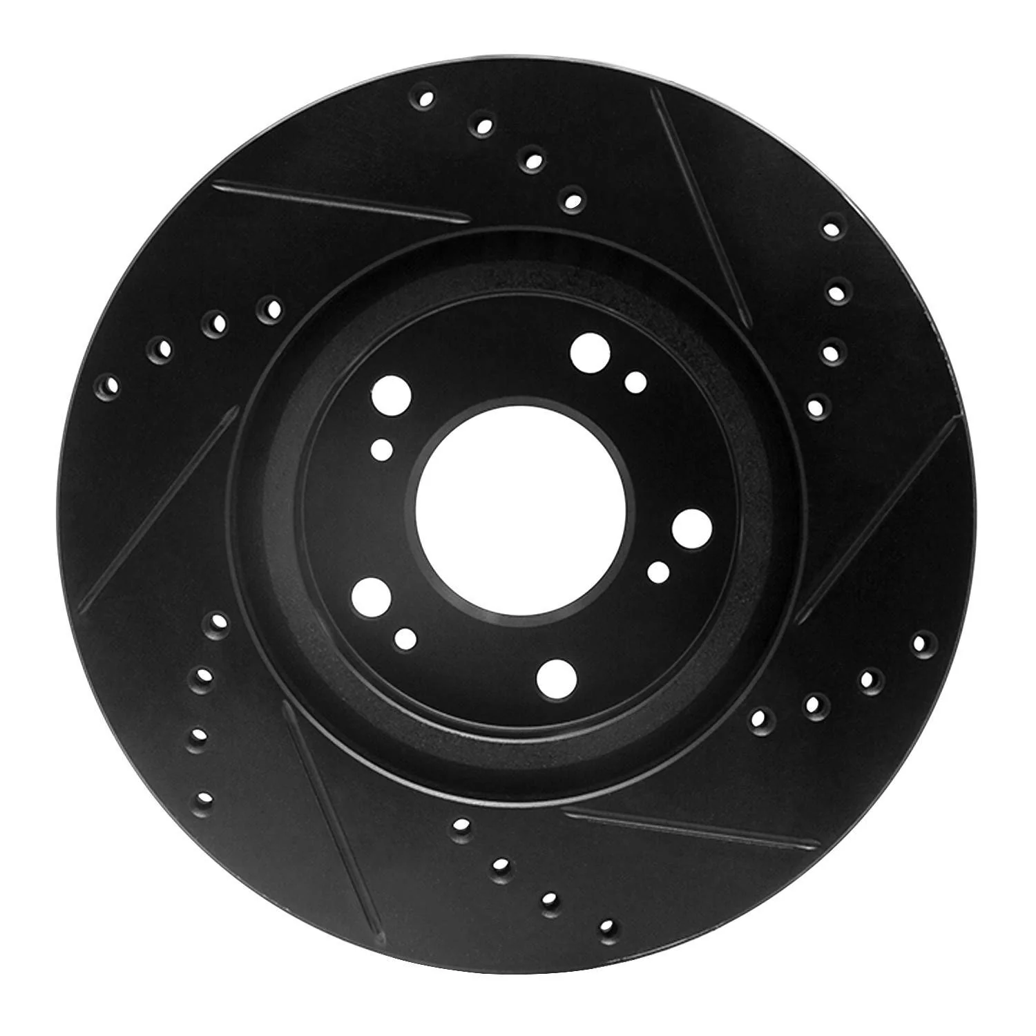 R1 Concepts 04-12 Mitsubishi Galant Front Left Drilled & Slotted Black Brake Rotor - Image 2