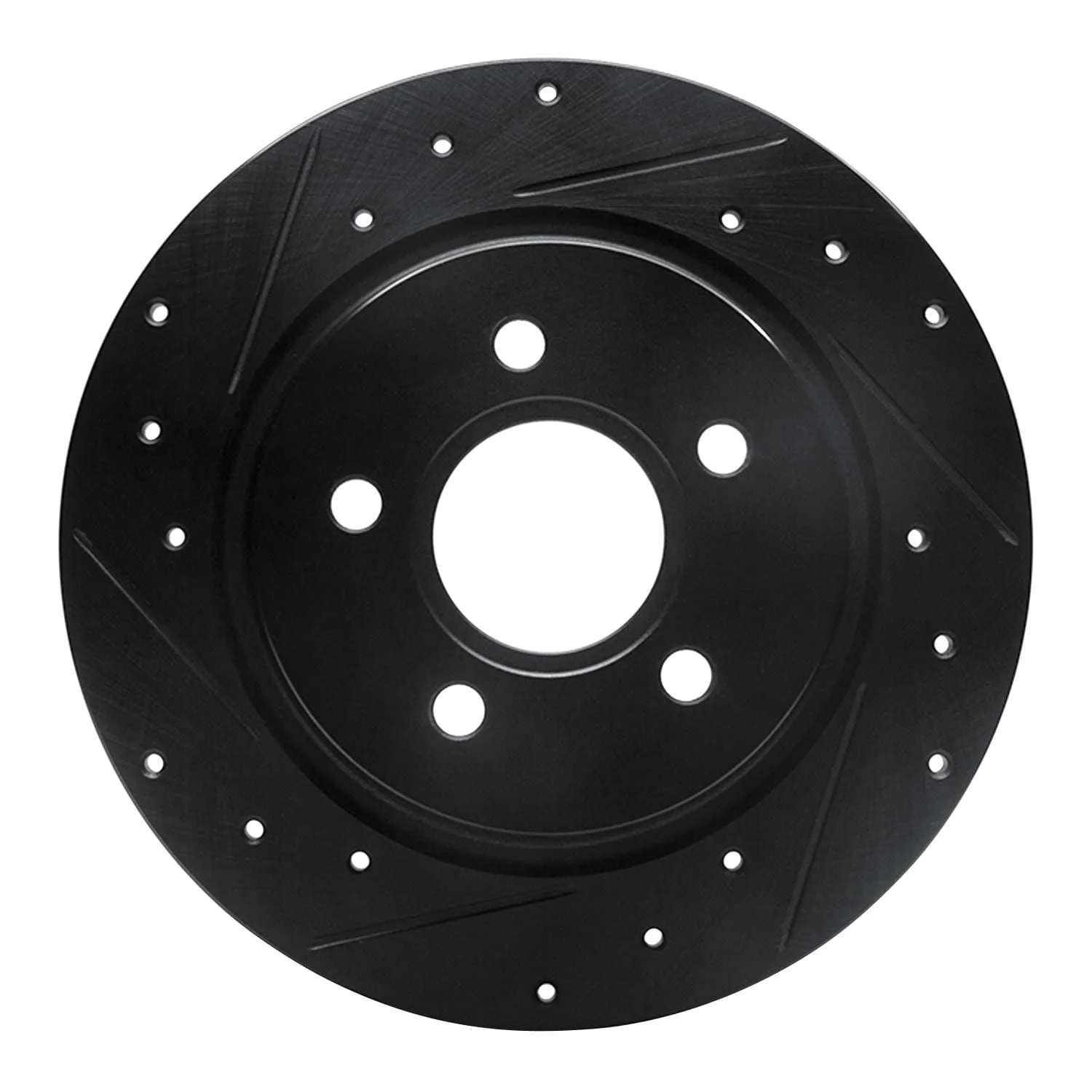 R1 Concepts 04-13 Volvo S40 Rear Left Drilled & Slotted Black Brake Rotor