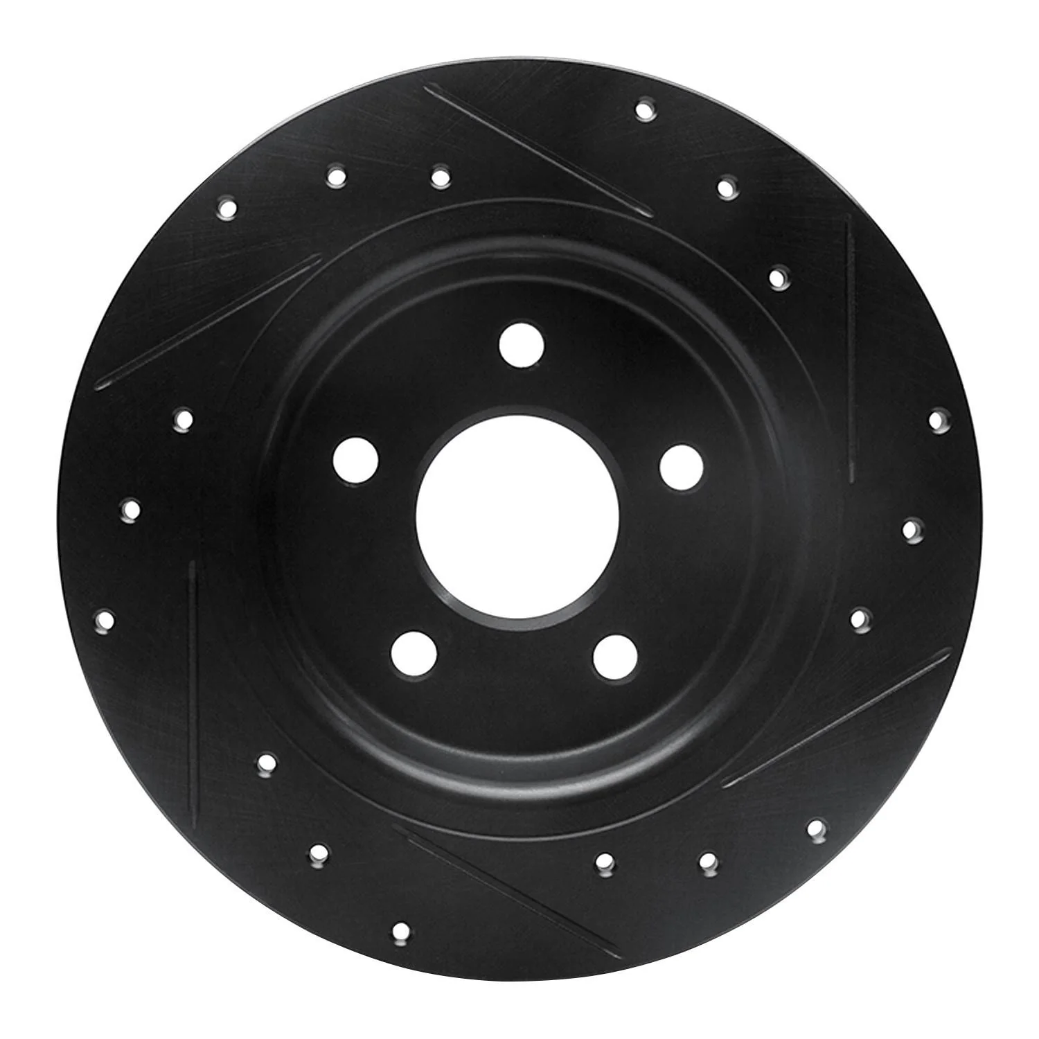R1 Concepts 04-13 Volvo S40 Rear Left Drilled & Slotted Black Brake Rotor - Image 2