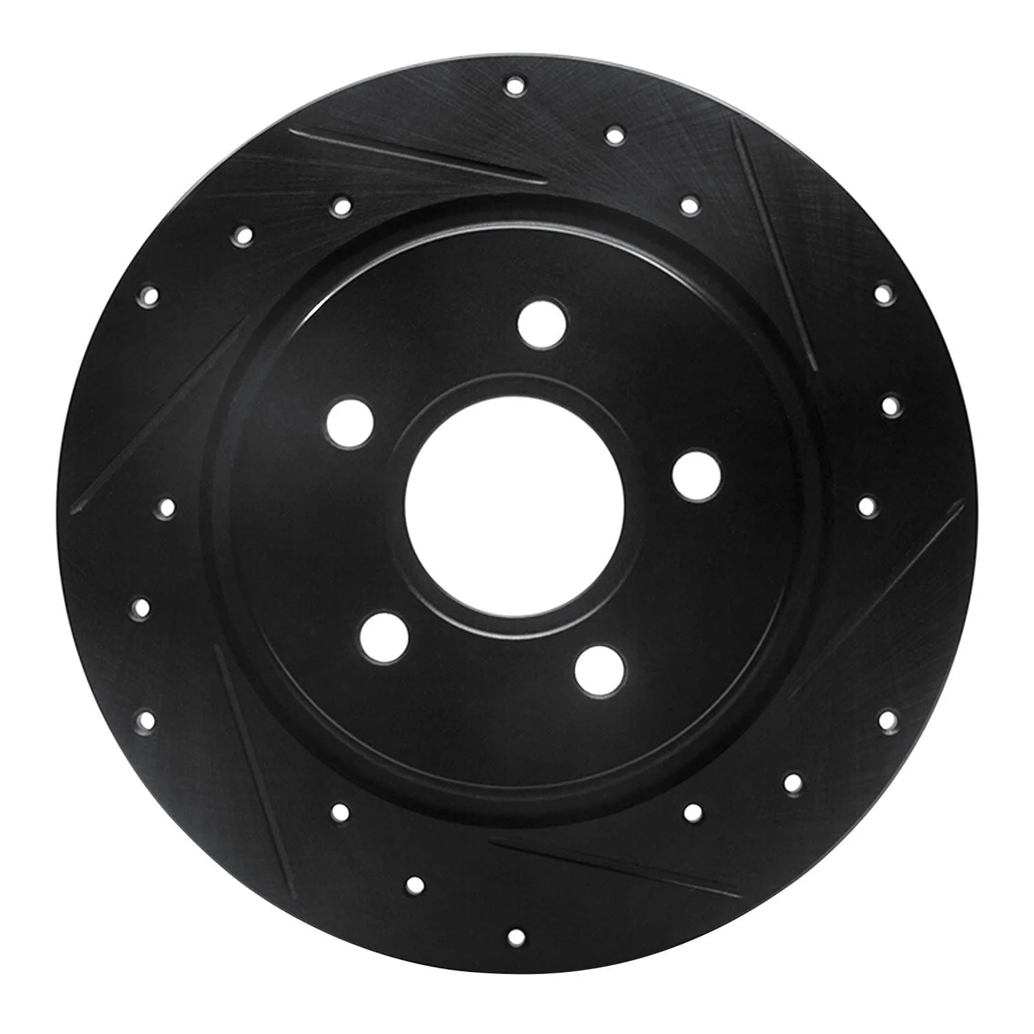 R1 Concepts 04-13 Volvo V50 Rear Right Drilled & Slotted Black Brake Rotor