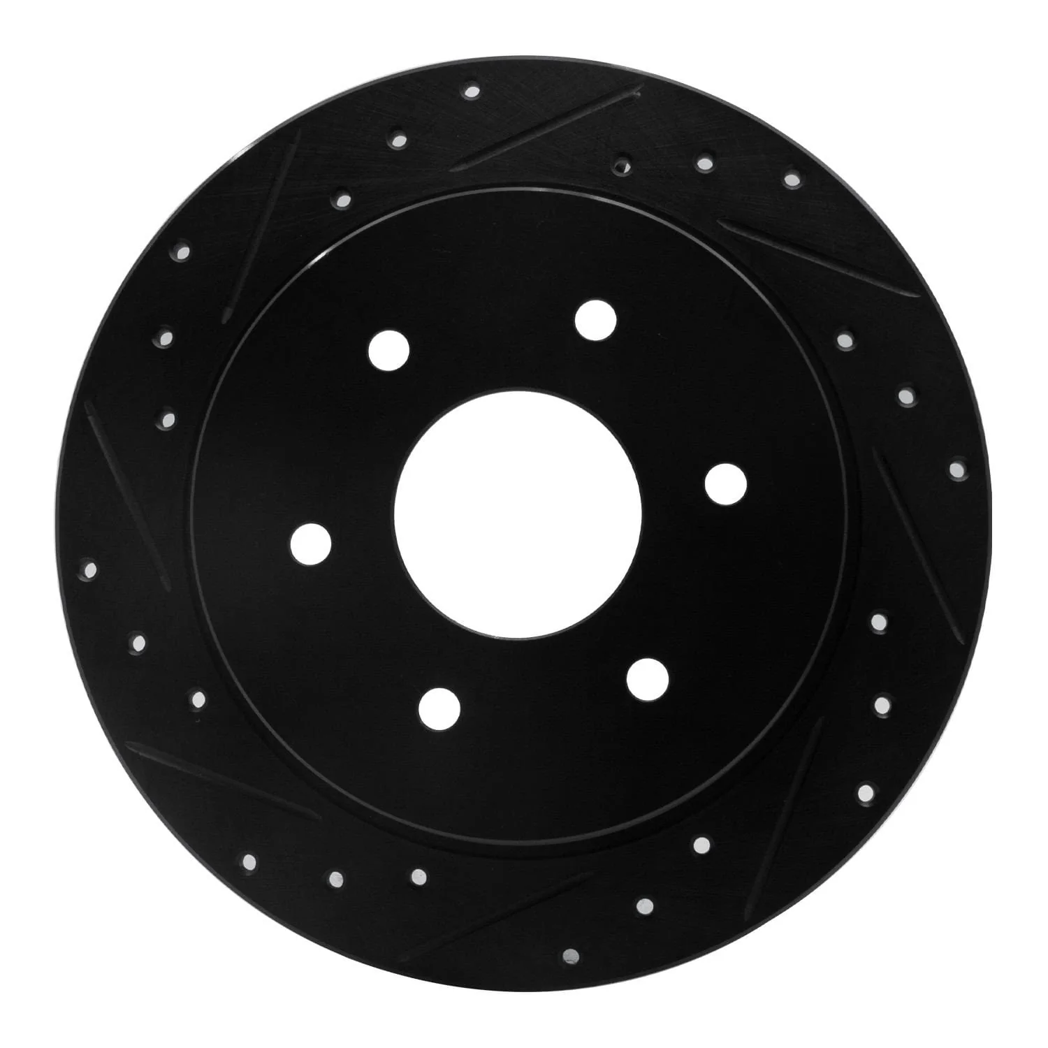 R1 Concepts 04-15 Infiniti QX56 Rear Left Drilled & Slotted Black Brake Rotor