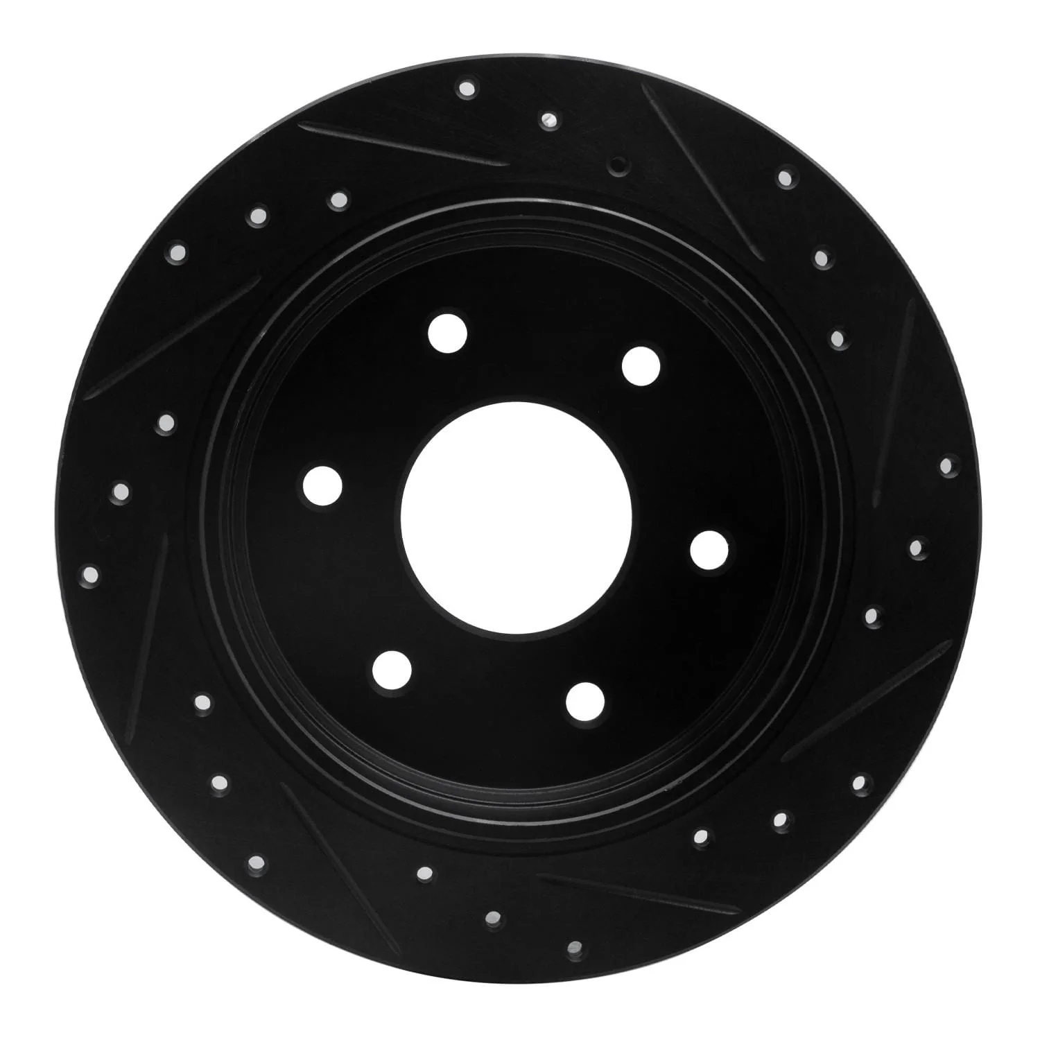R1 Concepts 04-15 Infiniti QX56 Rear Left Drilled & Slotted Black Brake Rotor - Image 2