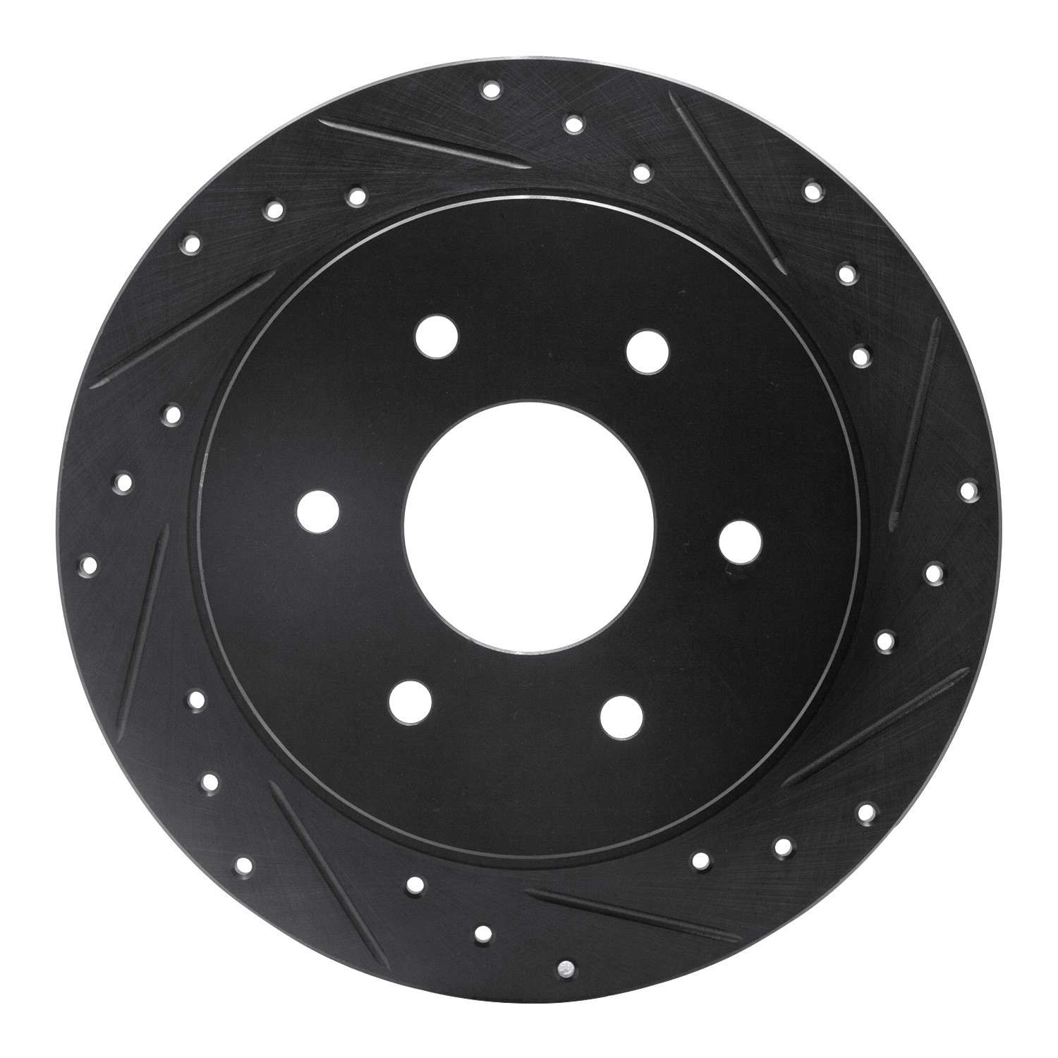R1 Concepts 04-15 Infiniti QX56 Rear Right Drilled & Slotted Black Brake Rotor