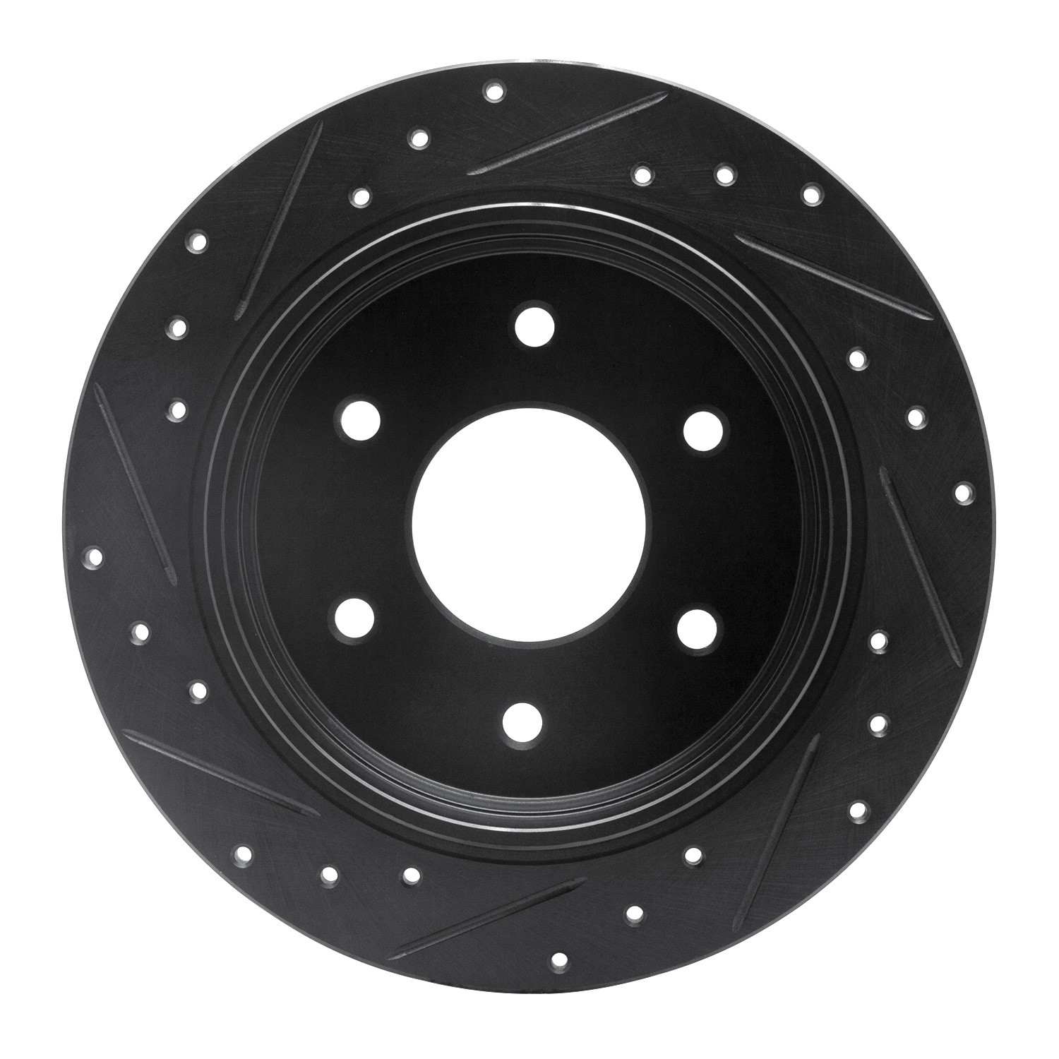 R1 Concepts 04-15 Infiniti QX56 Rear Right Drilled & Slotted Black Brake Rotor - Image 2