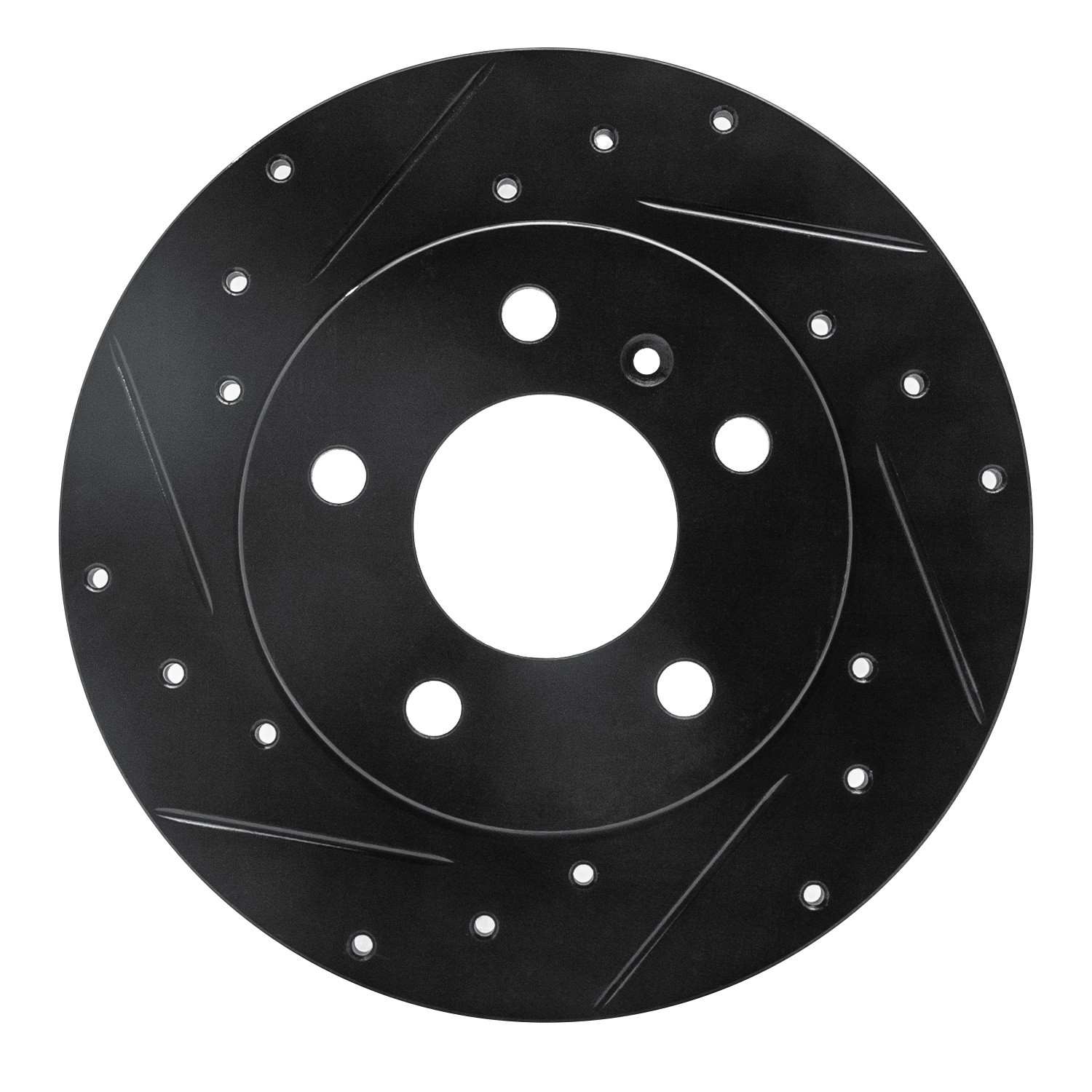 R1 Concepts 04-16 Buick Allure Rear Left Drilled & Slotted Black Brake Rotor