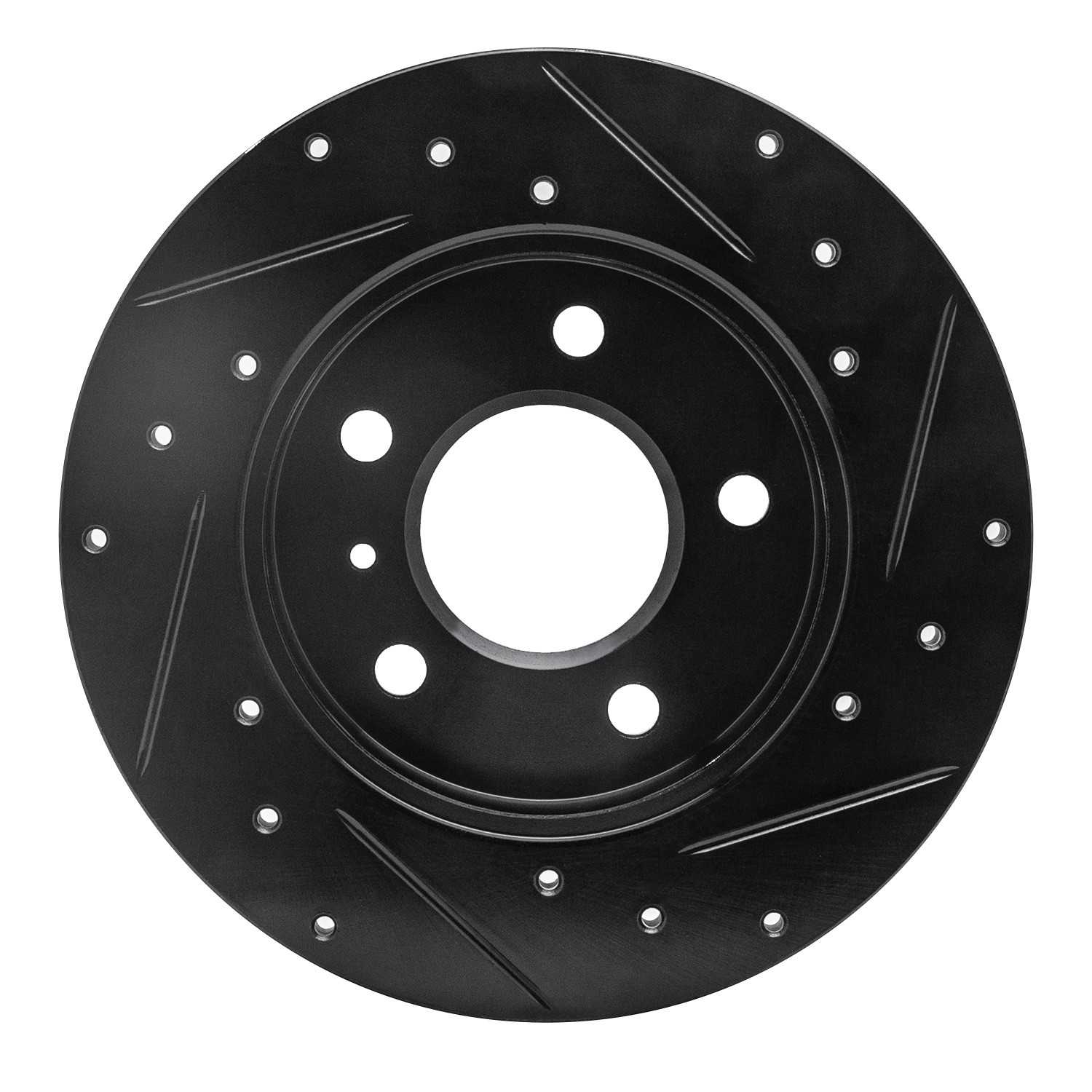 R1 Concepts 04-16 Buick Allure Rear Left Drilled & Slotted Black Brake Rotor - Image 2