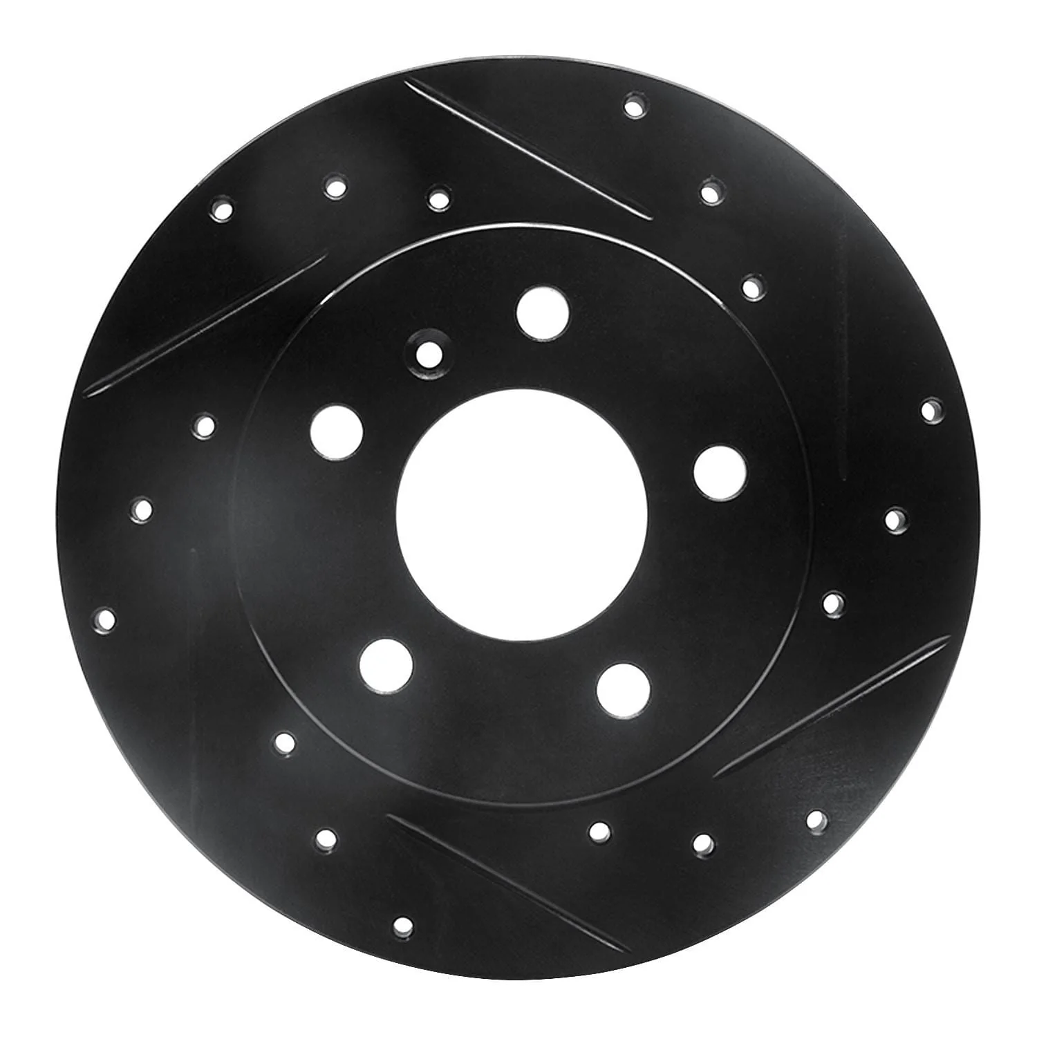 R1 Concepts 04-16 Buick Allure Rear Right Drilled & Slotted Black Brake Rotor
