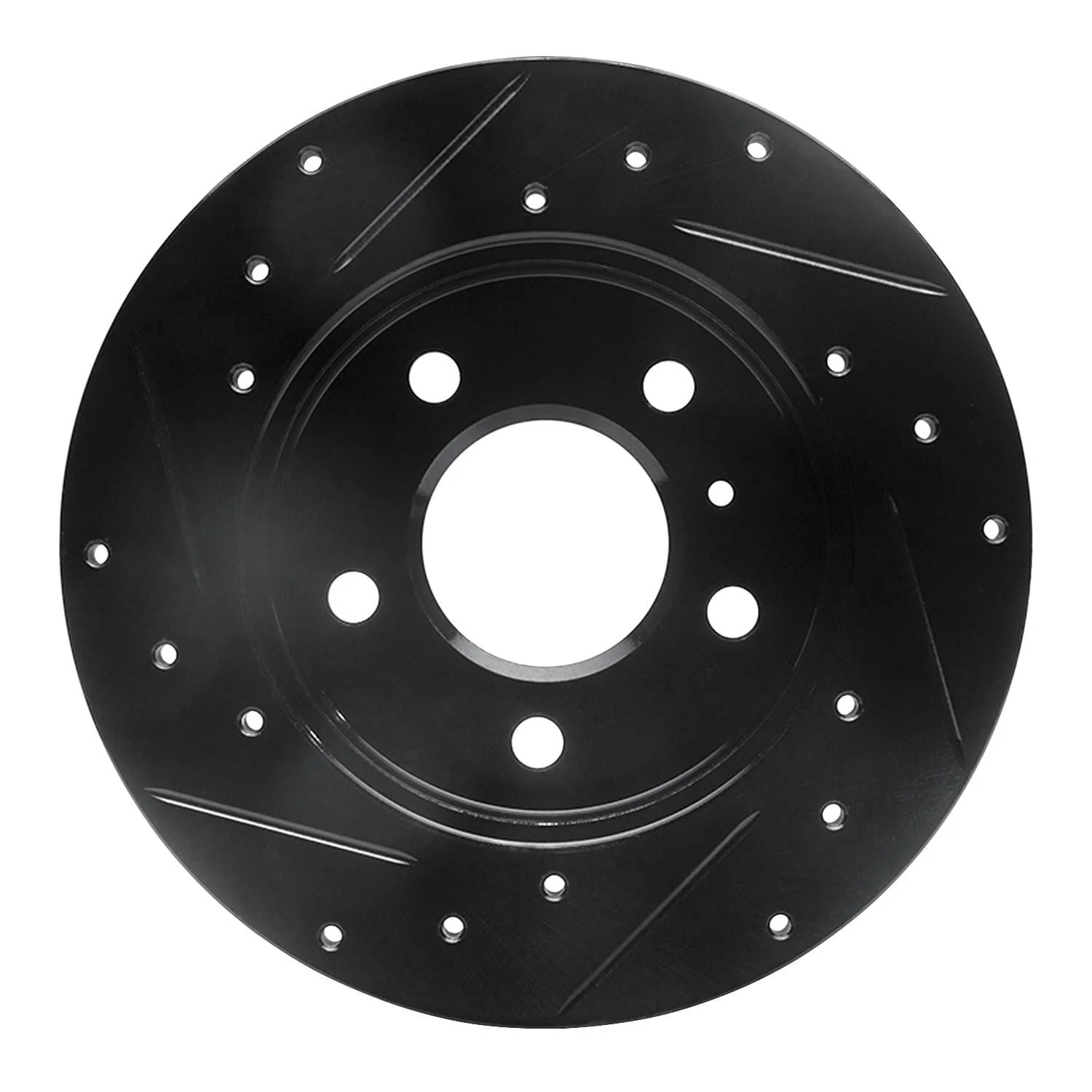 R1 Concepts 04-16 Buick Allure Rear Right Drilled & Slotted Black Brake Rotor - Image 2