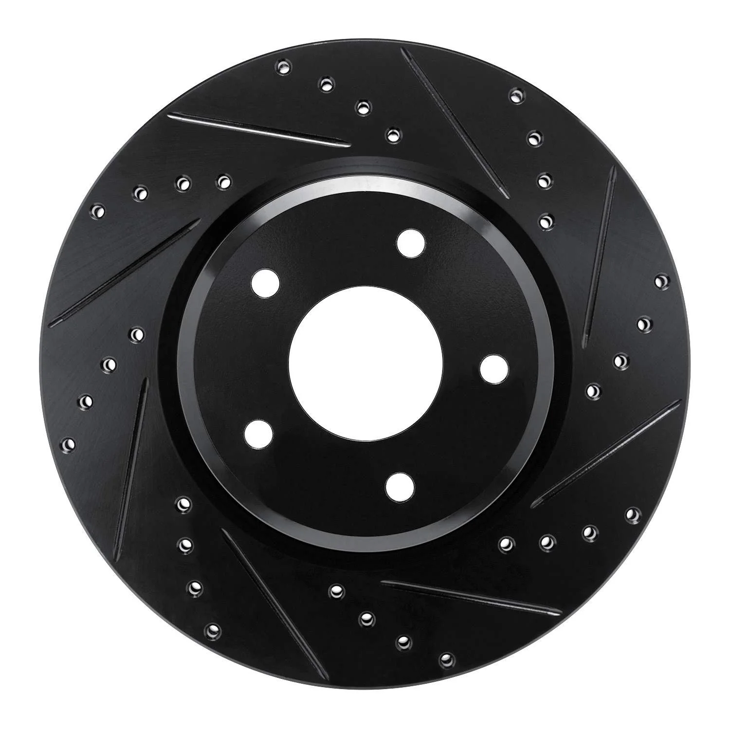 R1 Concepts 05-06 Pontiac GTO Front Right Drilled & Slotted Black Brake Rotor