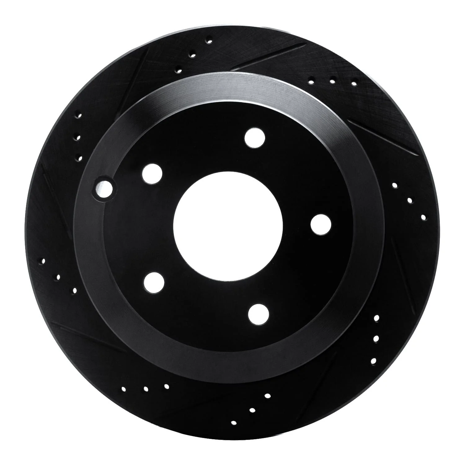 R1 Concepts 05-06 Pontiac GTO Rear Left Drilled & Slotted Black Brake Rotor