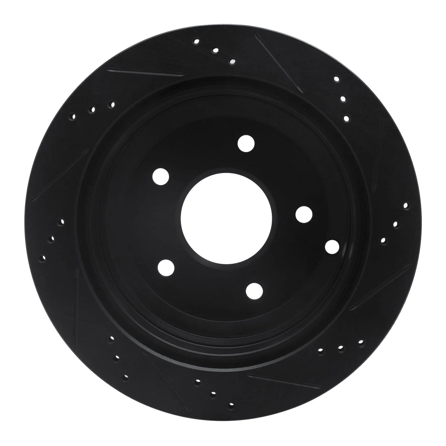 R1 Concepts 05-06 Pontiac GTO Rear Left Drilled & Slotted Black Brake Rotor - Image 2