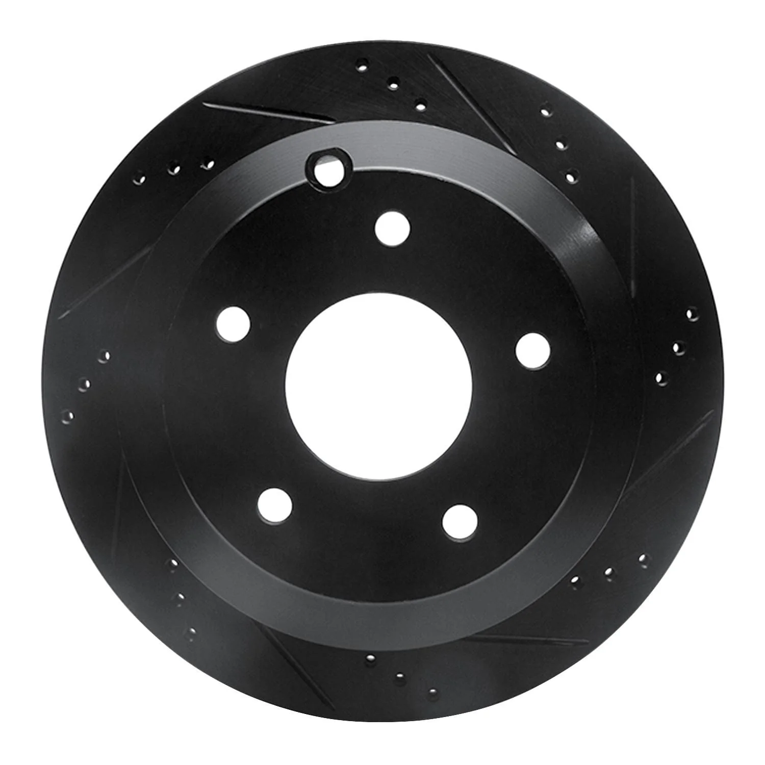 R1 Concepts 05-06 Pontiac GTO Rear Right Drilled & Slotted Black Brake Rotor
