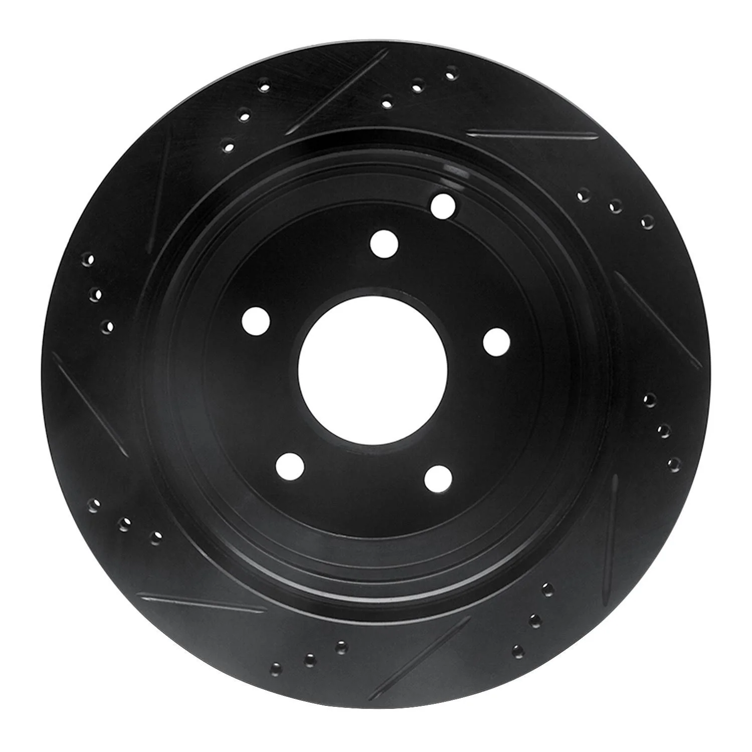 R1 Concepts 05-06 Pontiac GTO Rear Right Drilled & Slotted Black Brake Rotor - Image 2