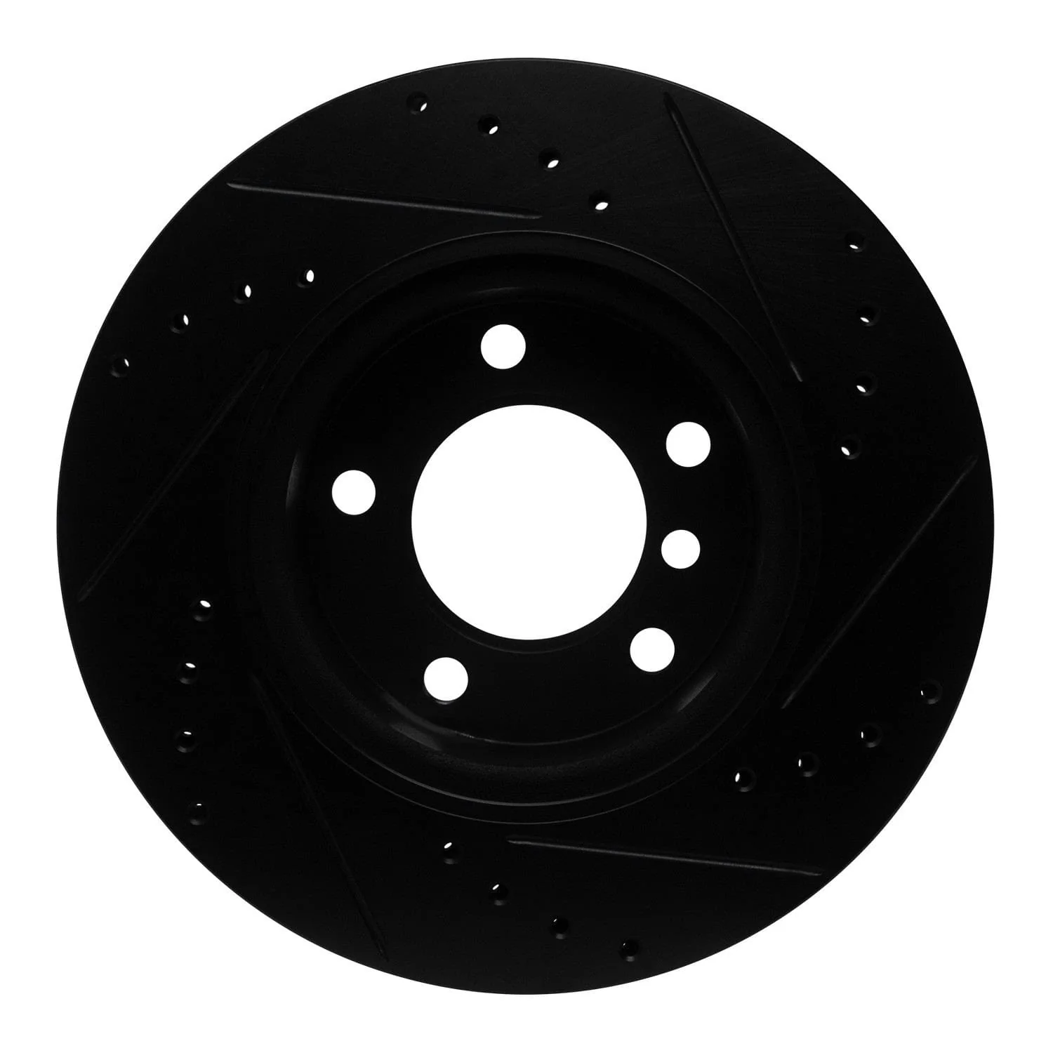 R1 Concepts 05-07 BMW 120i (Mexico) Front Left Drilled & Slotted Black Brake Rotor - Image 2