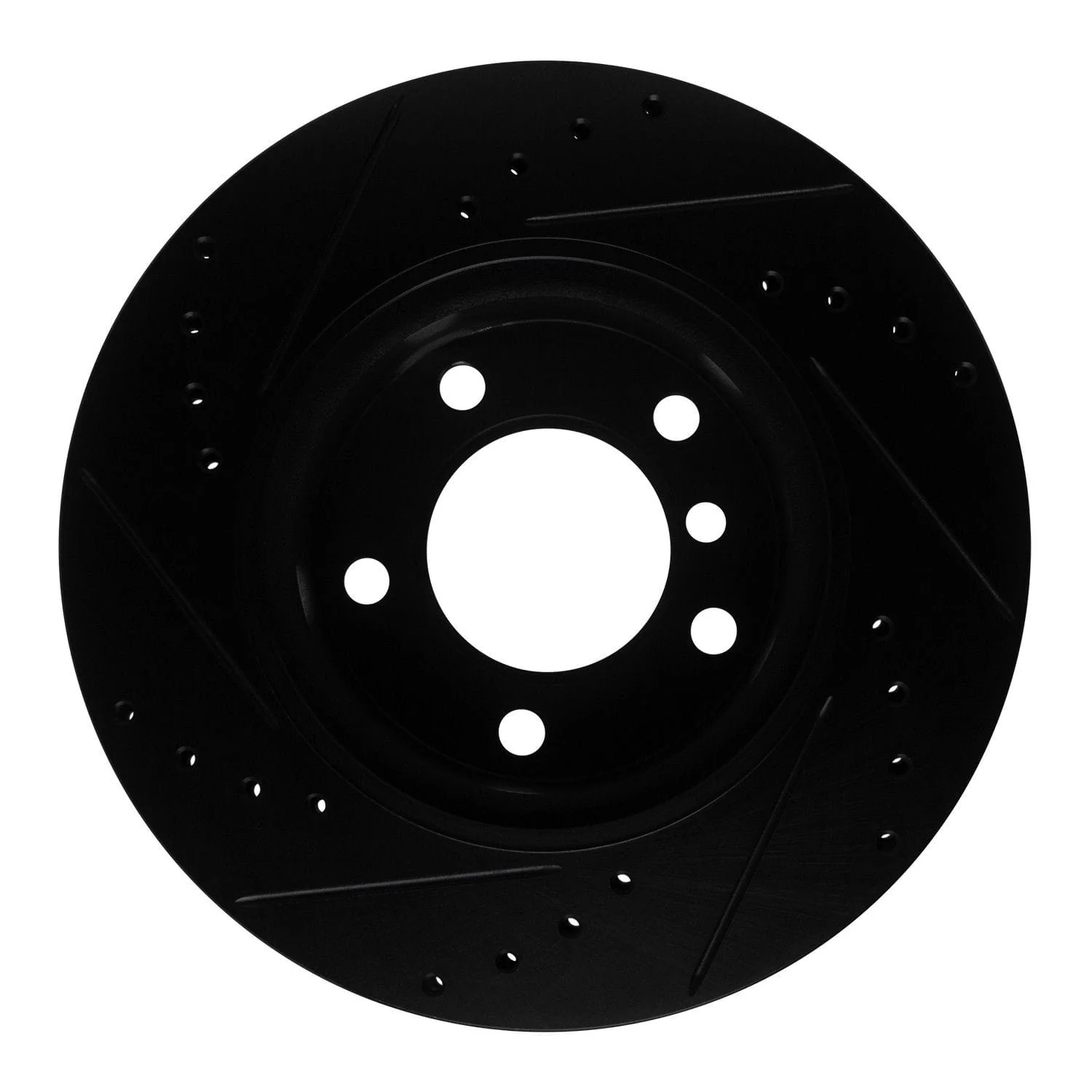 R1 Concepts 05-07 BMW 120i (Mexico) Front Right Drilled & Slotted Black Brake Rotor - Image 2