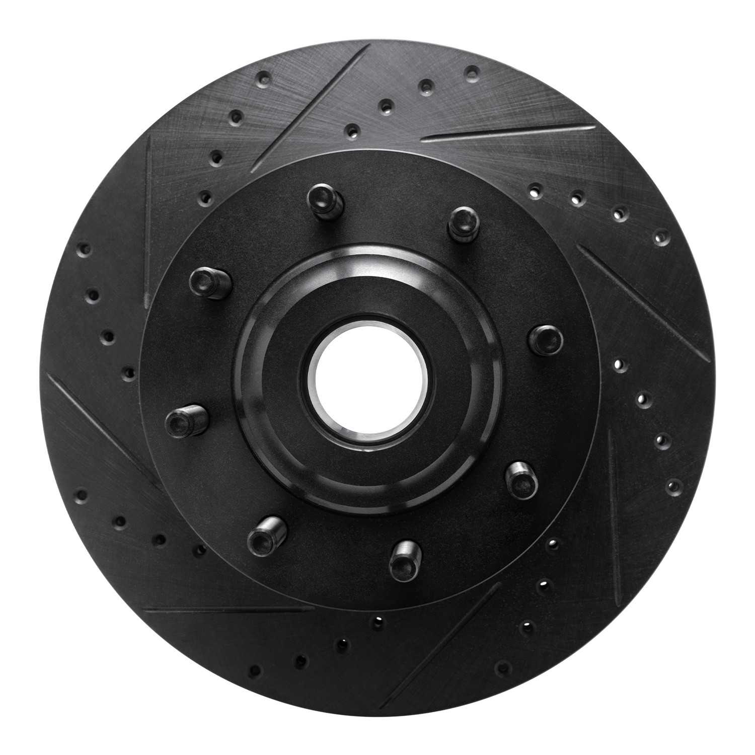 R1 Concepts 05-07 Ford F-250 2WD (Super Duty) Front Left Drilled & Slotted Black Brake Rotor