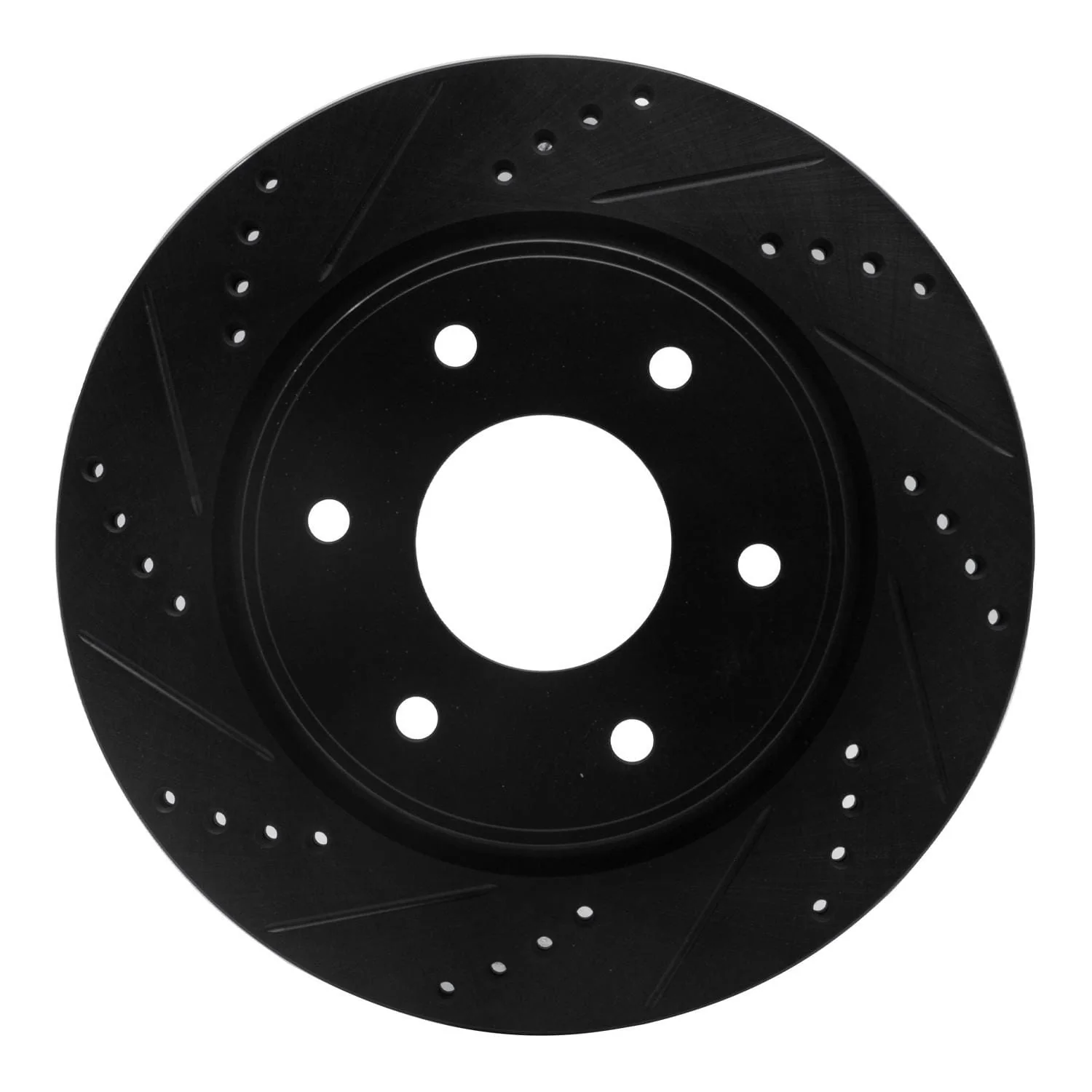 R1 Concepts 05-07 Infiniti QX56 Front Left Drilled & Slotted Black Brake Rotor