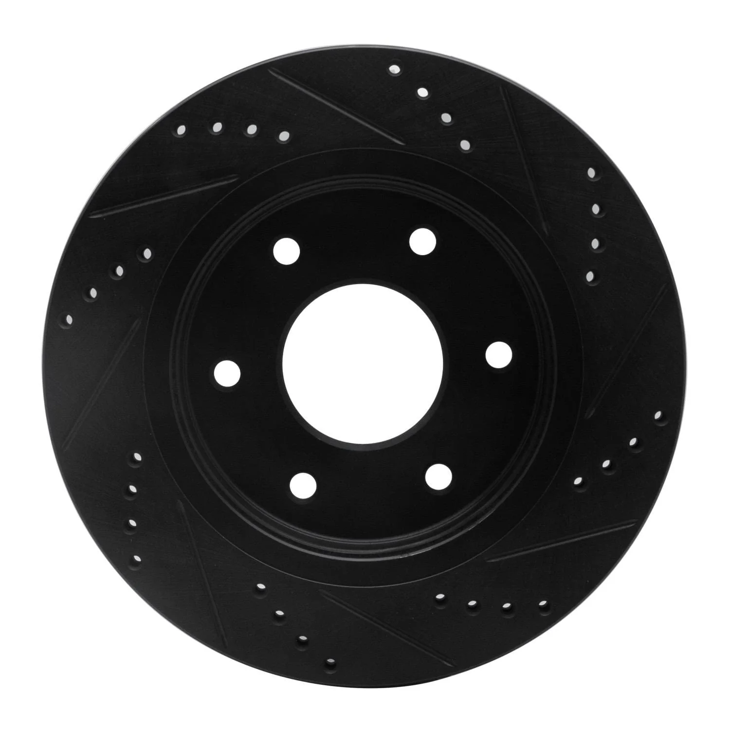 R1 Concepts 05-07 Infiniti QX56 Front Left Drilled & Slotted Black Brake Rotor - Image 2