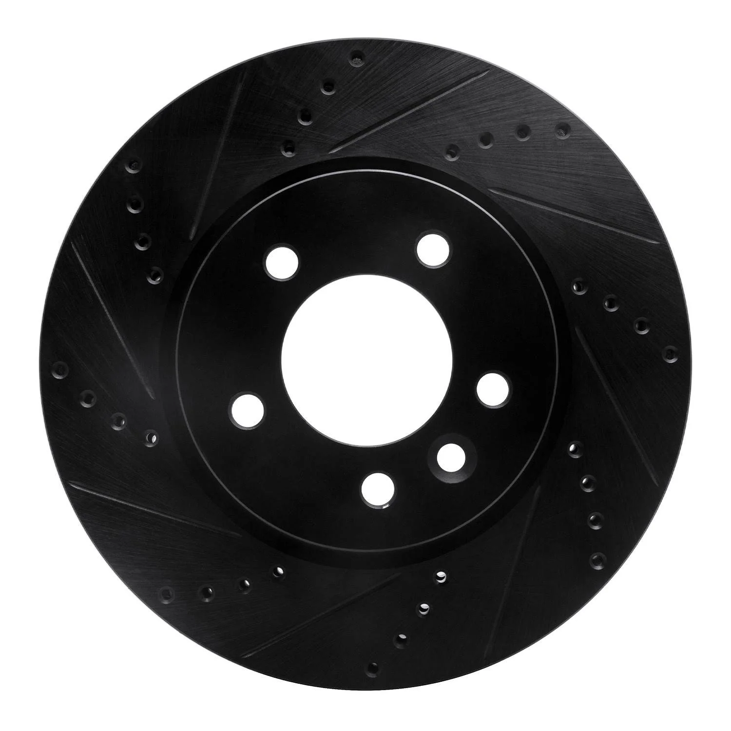 R1 Concepts 05-07 Land Rover LR3 Front Left Drilled & Slotted Black Brake Rotor