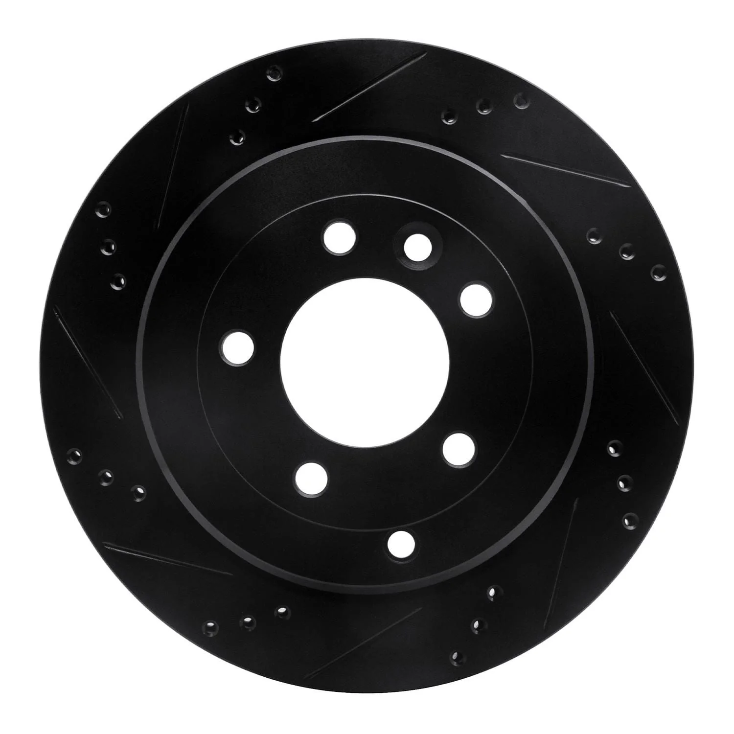 R1 Concepts 05-07 Land Rover LR3 Rear Left Drilled & Slotted Black Brake Rotor