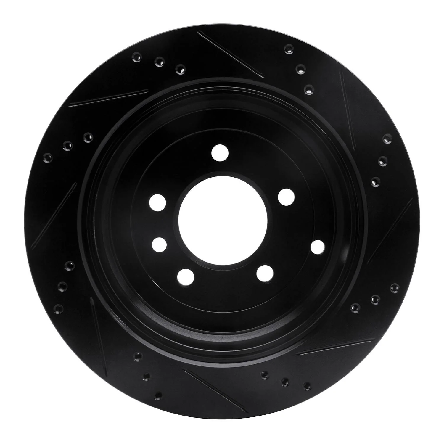 R1 Concepts 05-07 Land Rover LR3 Rear Left Drilled & Slotted Black Brake Rotor - Image 2