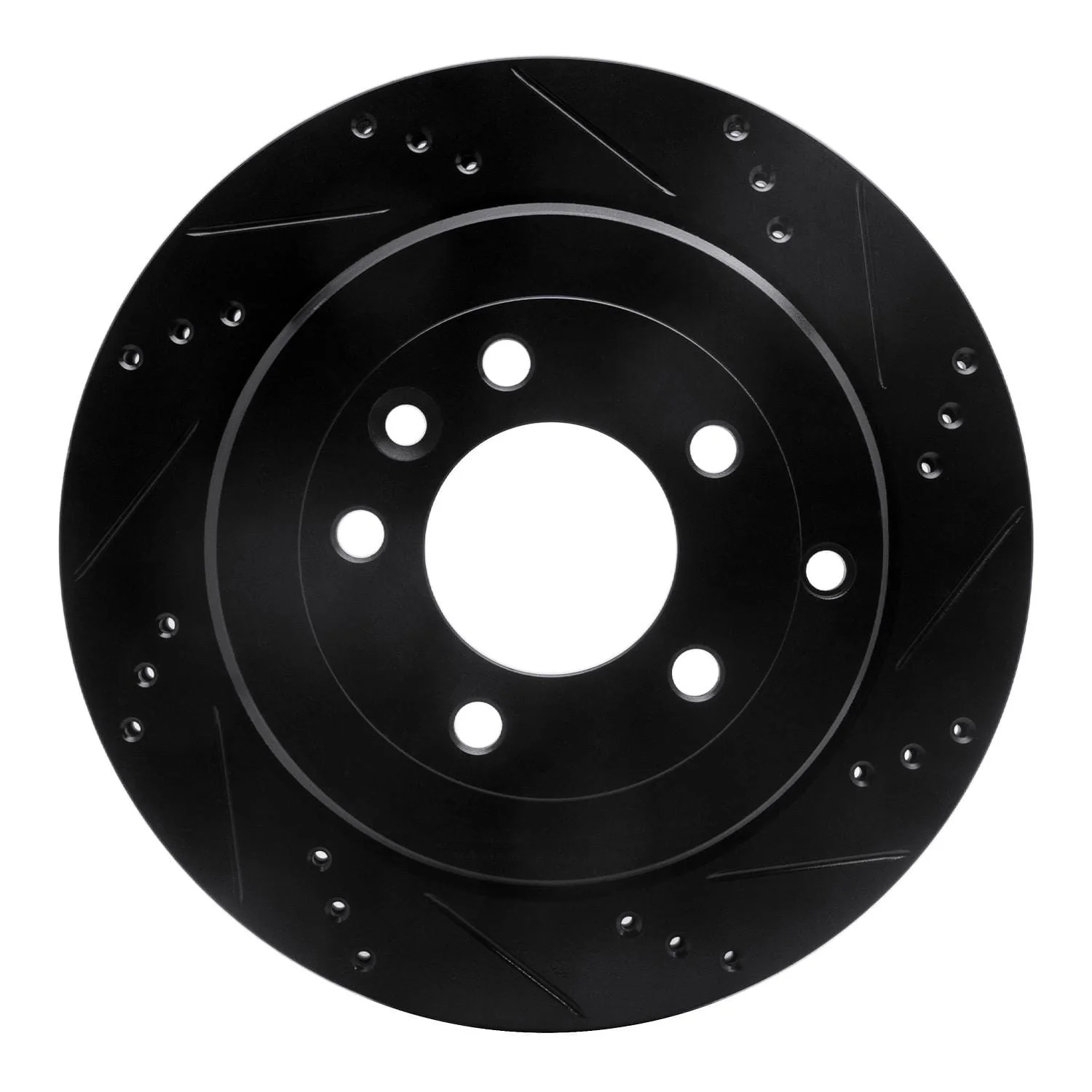 R1 Concepts 05-07 Land Rover LR3 Rear Right Drilled & Slotted Black Brake Rotor