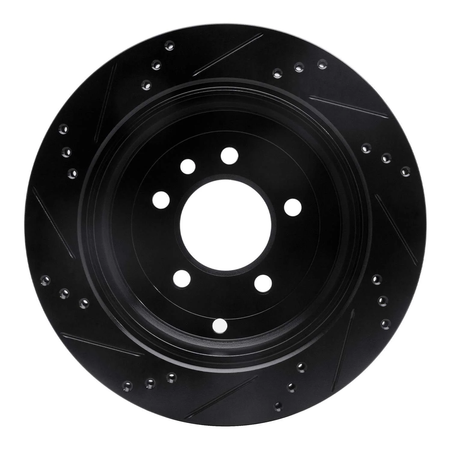 R1 Concepts 05-07 Land Rover LR3 Rear Right Drilled & Slotted Black Brake Rotor - Image 2