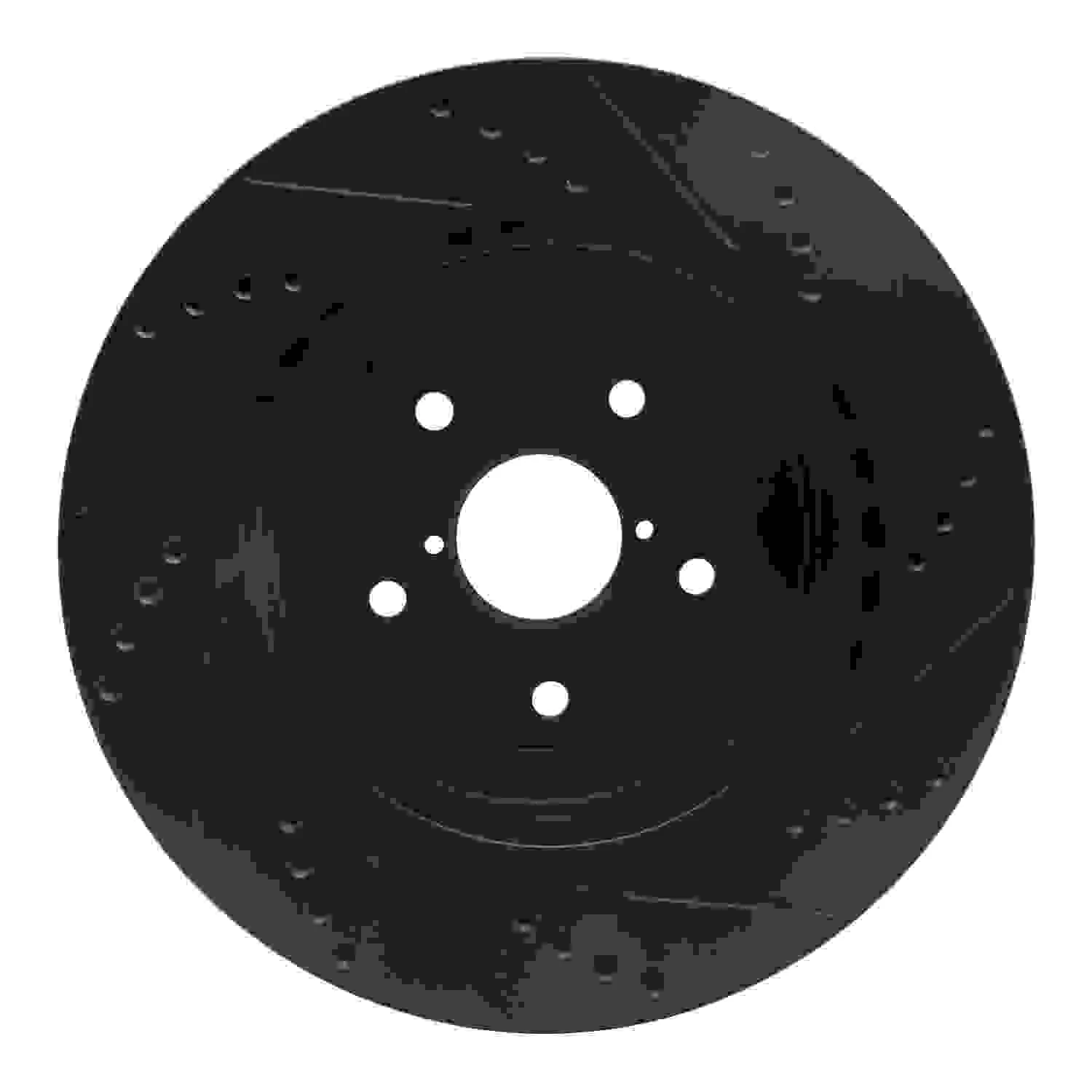R1 Concepts 05-07 Subaru Impreza Rear Left Drilled & Slotted Black Brake Rotor - Image 2
