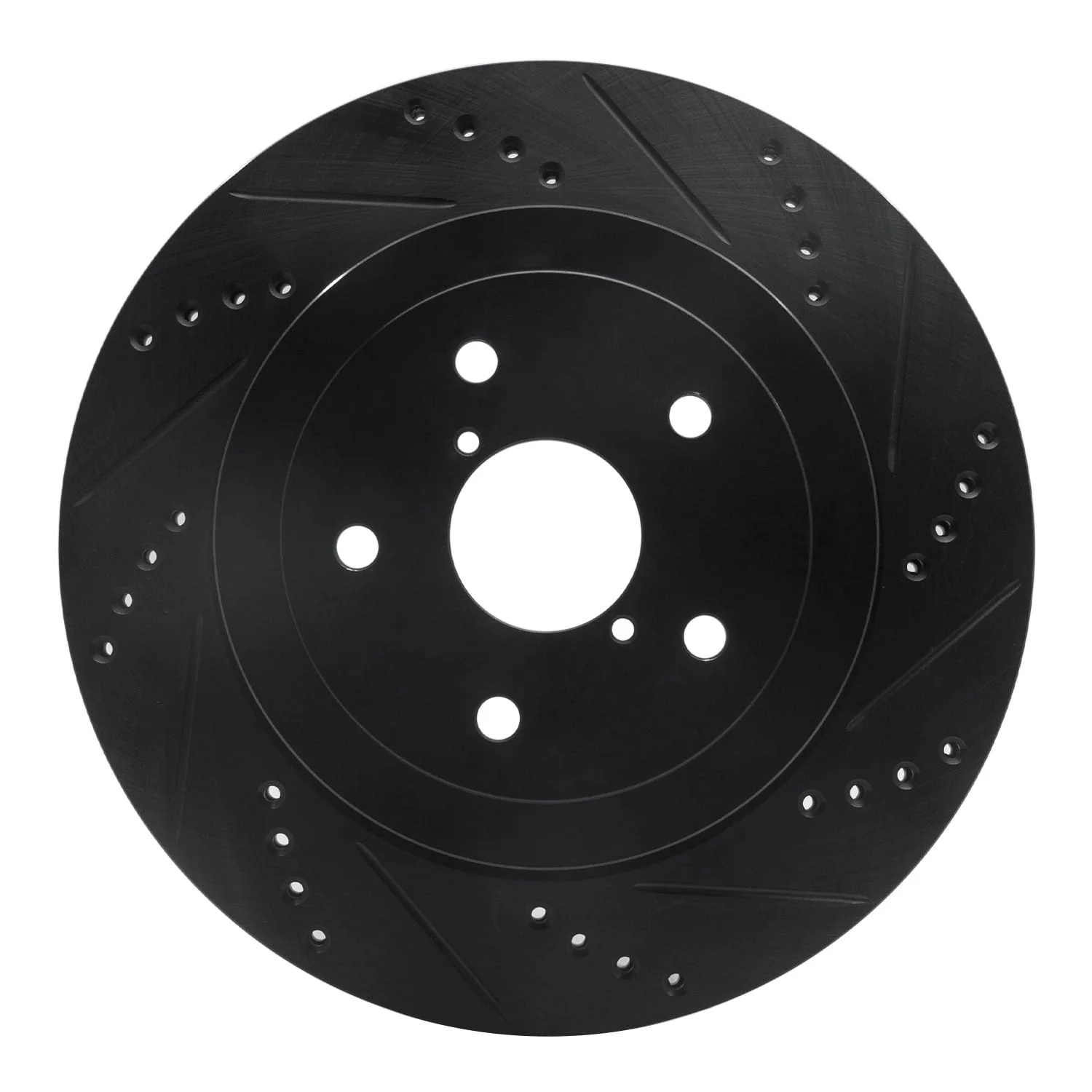 R1 Concepts 05-07 Subaru Impreza Rear Right Drilled & Slotted Black Brake Rotor