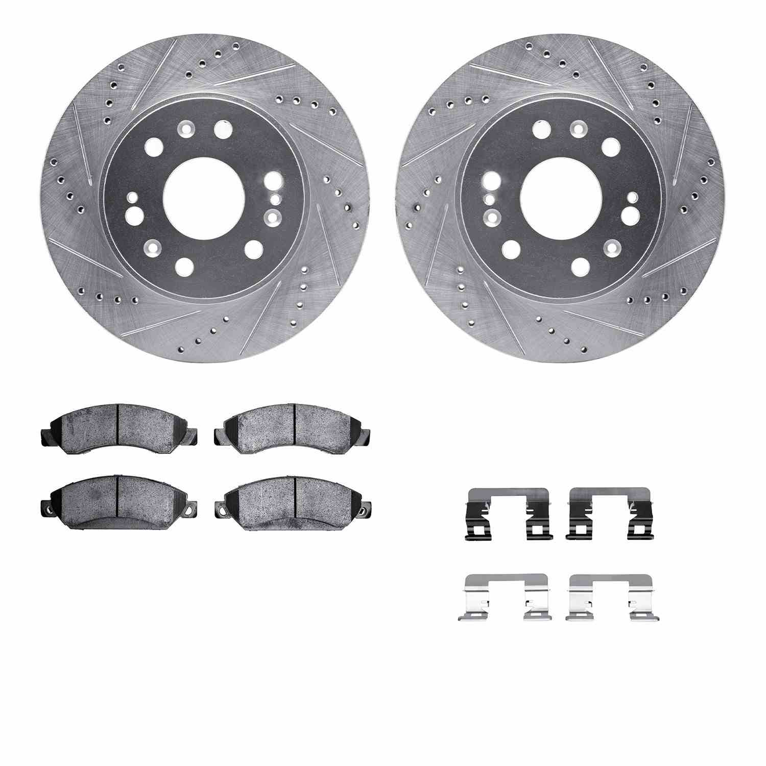 R1 Concepts 05-08 Cadillac Escalade Front Drill/Slot Silver Rotors w/Optimum Pads