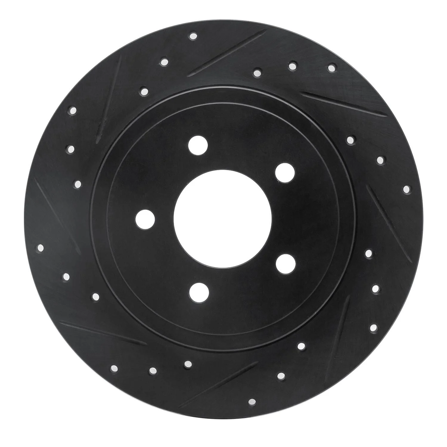 R1 Concepts 05-08 Ford Escape Rear Left Drilled & Slotted Black Brake Rotor