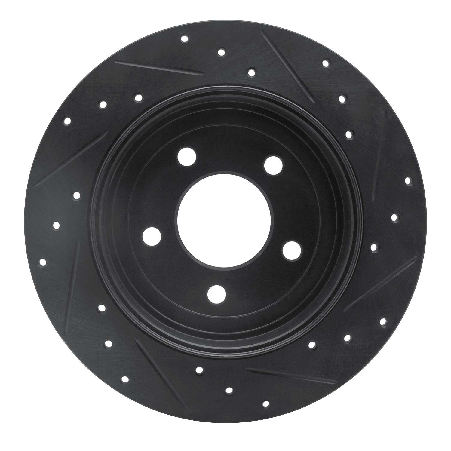R1 Concepts 05-08 Ford Escape Rear Left Drilled & Slotted Black Brake Rotor - Image 2