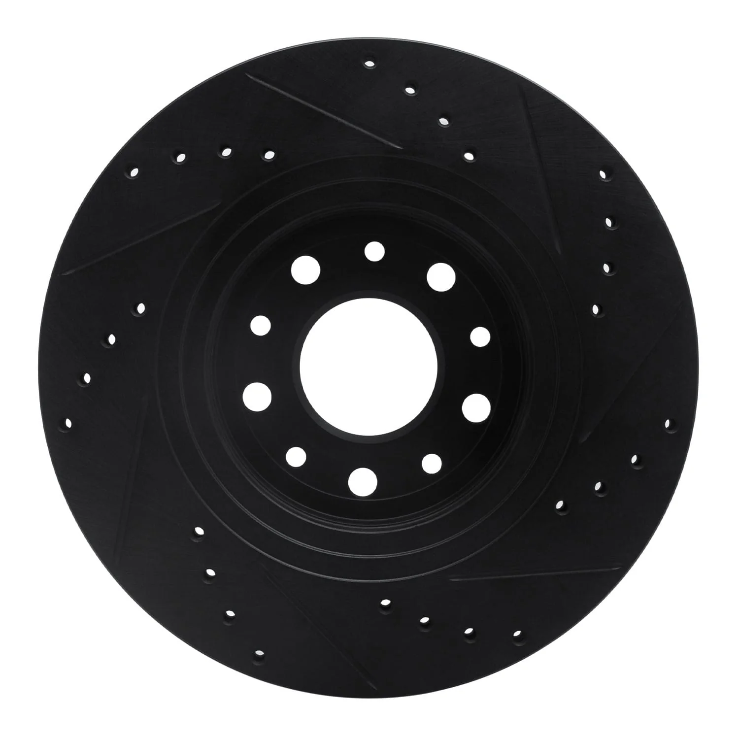 R1 Concepts 05-09 Ford Freestyle Front Left Drilled & Slotted Black Brake Rotor - Image 2