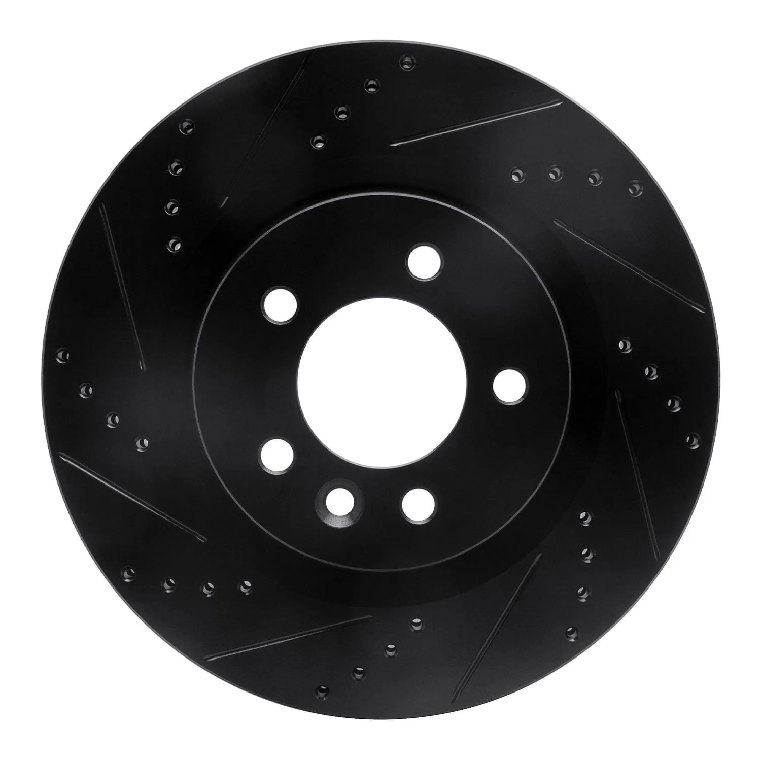 R1 Concepts 05-09 Land Rover LR3 Front Left Drilled & Slotted Black Brake Rotor
