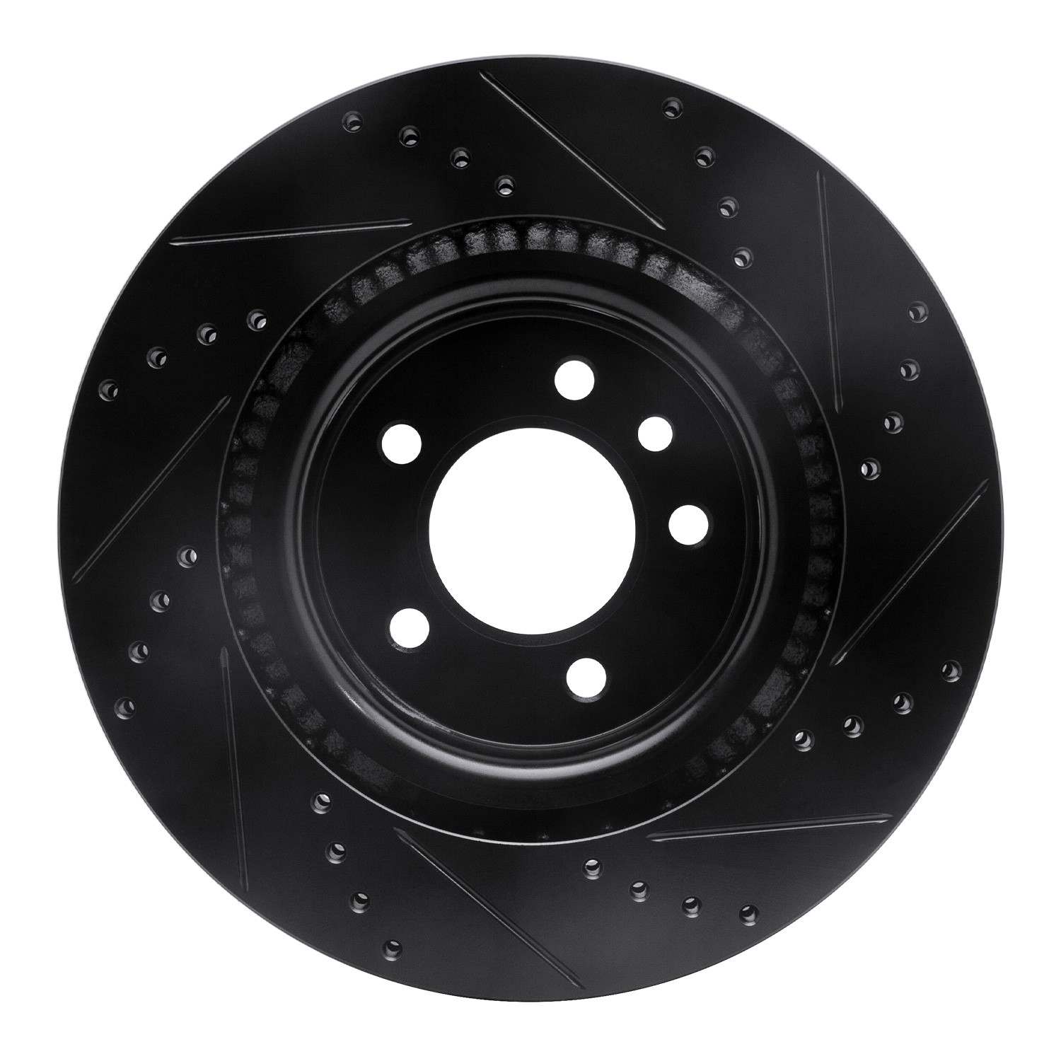 R1 Concepts 05-09 Land Rover LR3 Front Left Drilled & Slotted Black Brake Rotor - Image 2