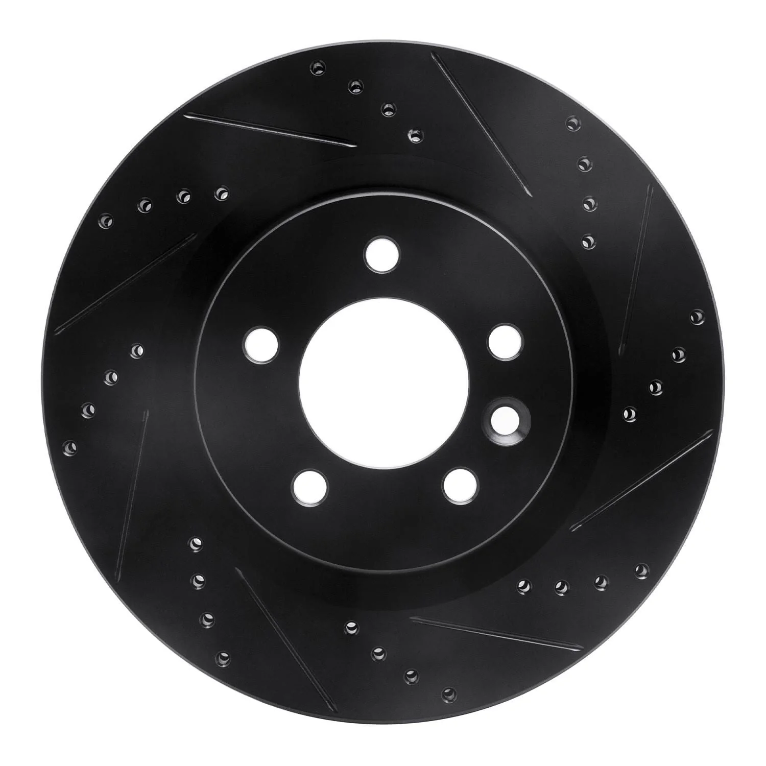 R1 Concepts 05-09 Land Rover LR3 Front Right Drilled & Slotted Black Brake Rotor