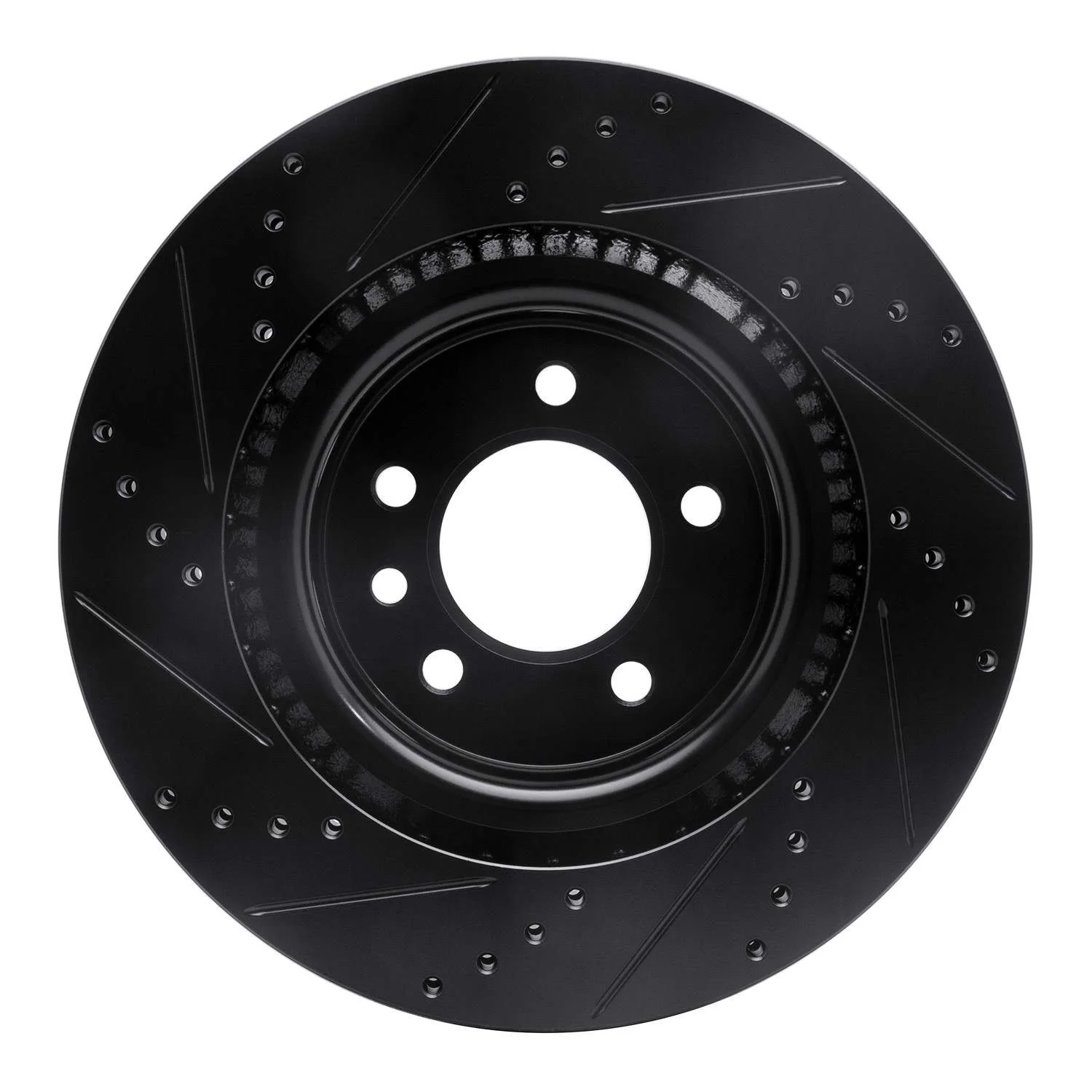 R1 Concepts 05-09 Land Rover LR3 Front Right Drilled & Slotted Black Brake Rotor - Image 2