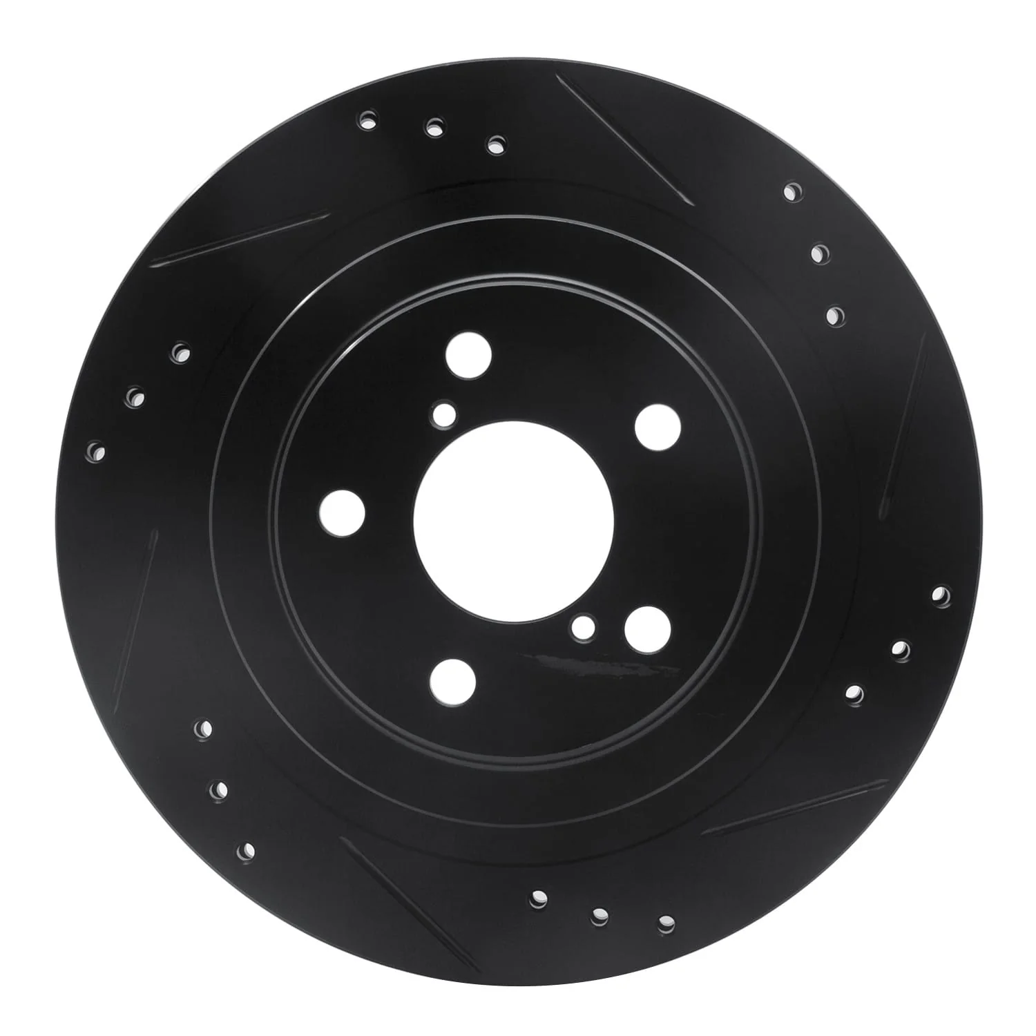 R1 Concepts 05-09 Subaru Impreza Rear Right Drilled & Slotted Black Brake Rotor