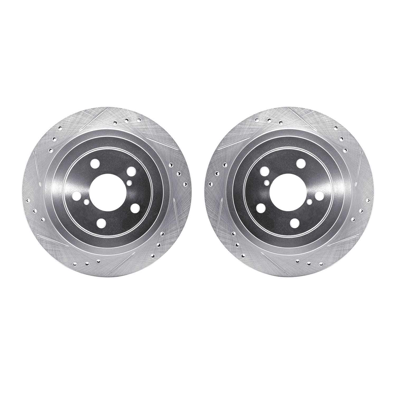 R1 Concepts 05-09 Subaru Legacy Rear Drilled & Slotted Silver Brake Rotor Set
